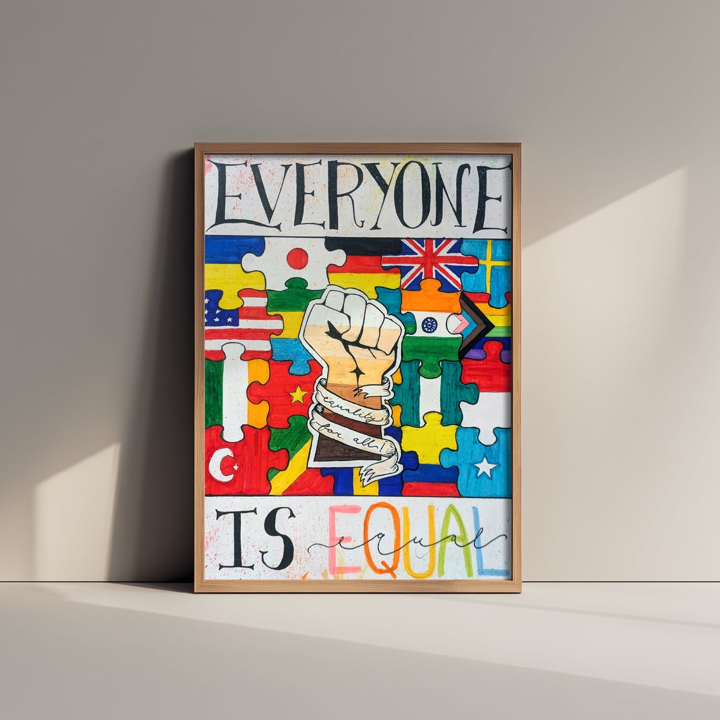 Everyone Is Equal Art Print - World Flags Unity Poster - Jessica Redon Illustration Wall Art