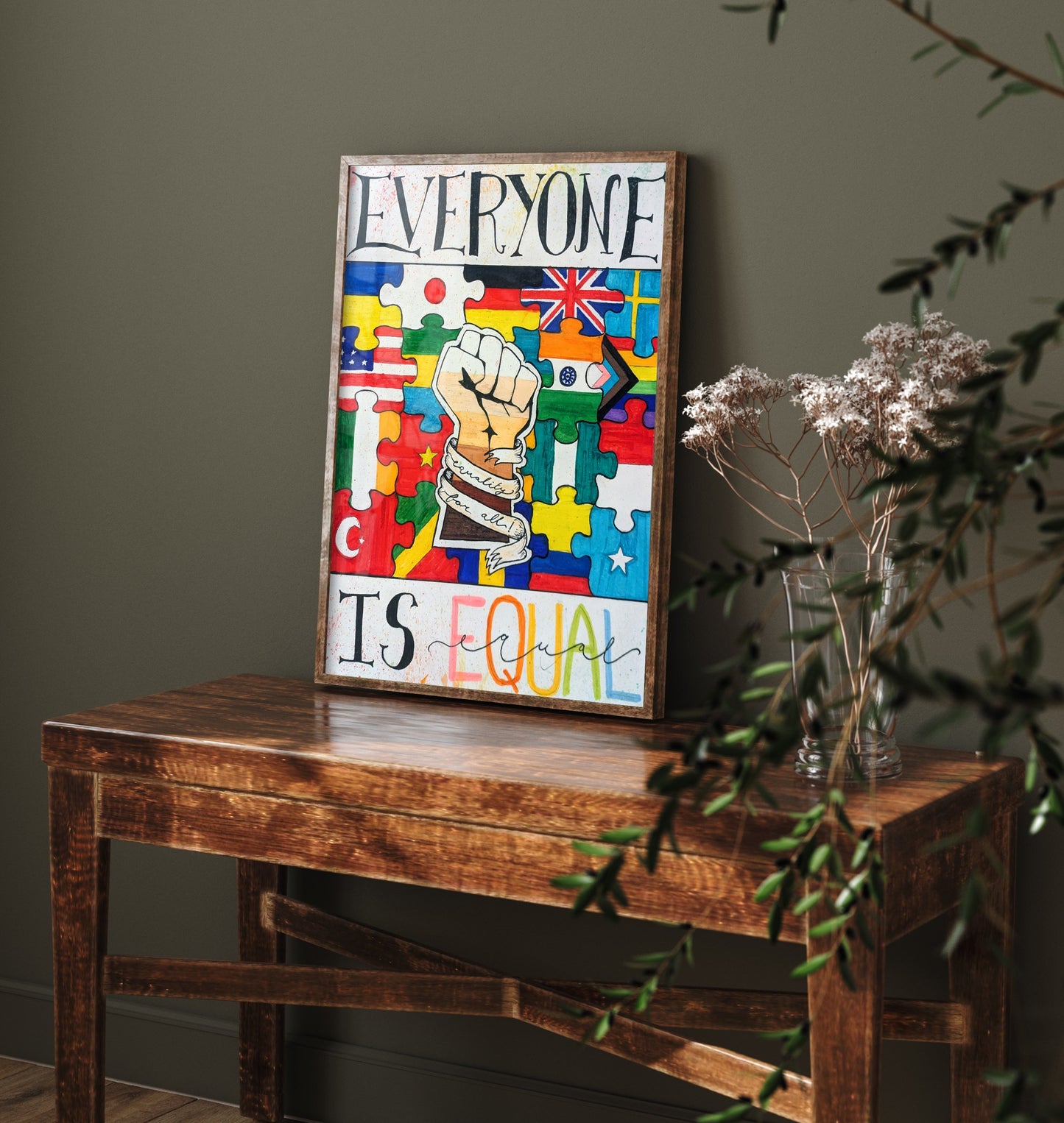 Everyone Is Equal Art Print - World Flags Unity Poster - Jessica Redon Illustration Wall Art