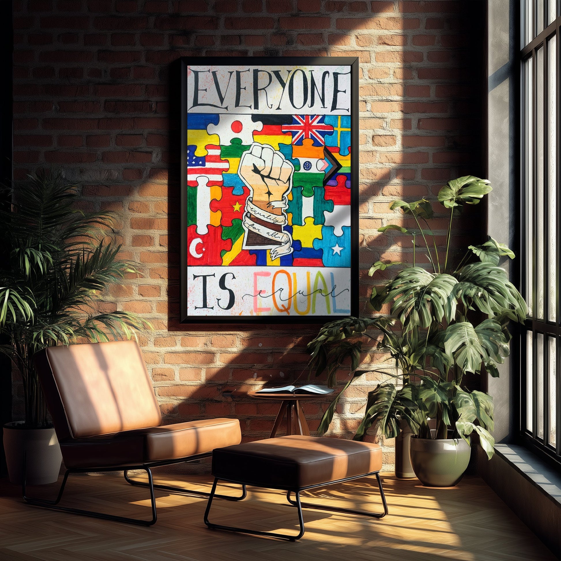 Everyone Is Equal Art Print - World Flags Unity Poster - Jessica Redon Illustration Wall Art