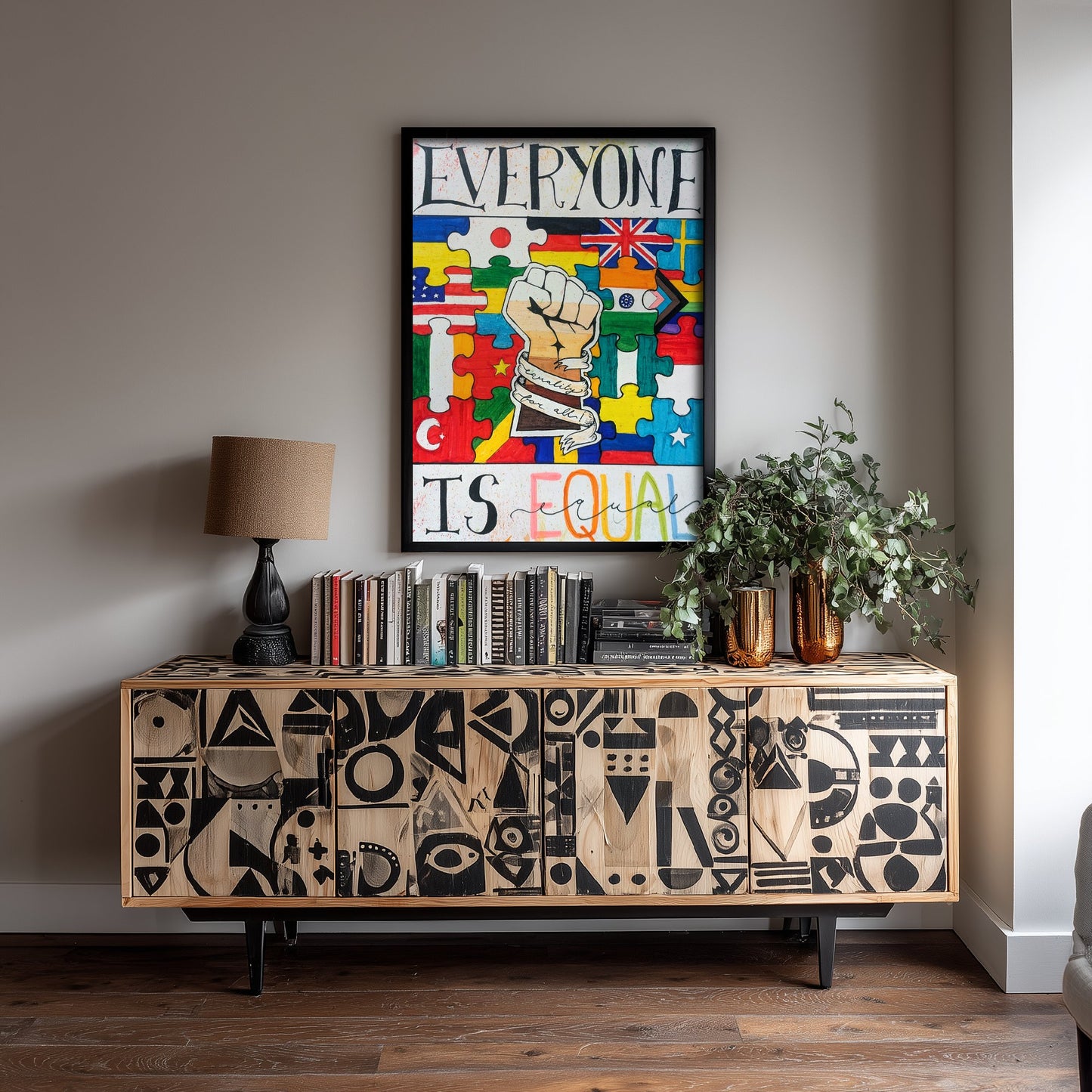Everyone Is Equal Art Print - World Flags Unity Poster - Jessica Redon Illustration Wall Art