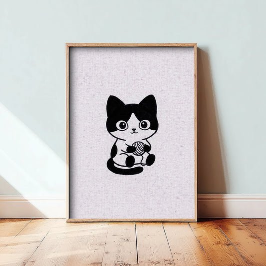 Cat Line Drawing Art Print - Minimalist Animal Poster - Cute Nursery Wall Art - Kids Room Decor 1/3