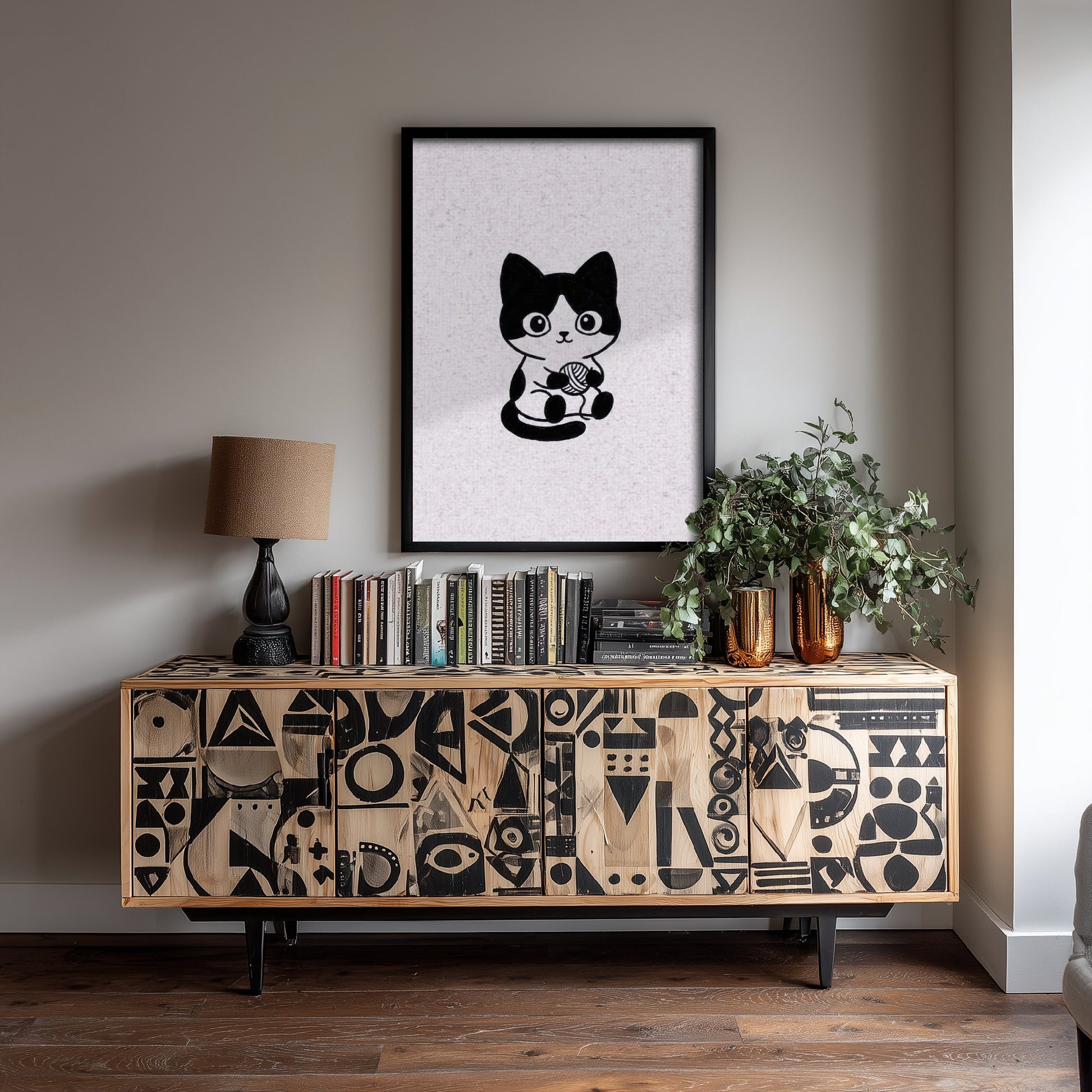Cat Line Drawing Art Print - Minimalist Animal Poster - Cute Nursery Wall Art - Kids Room Decor 1/3