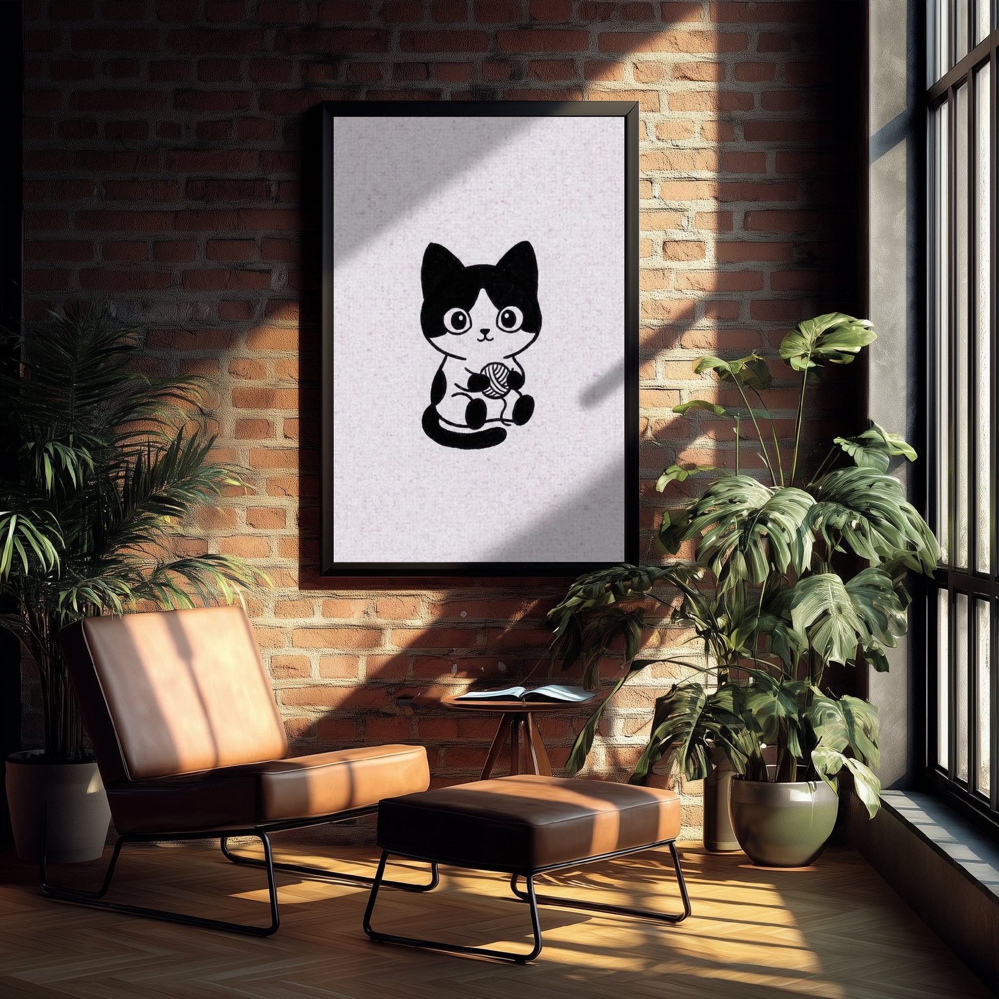 Cat Line Drawing Art Print - Minimalist Animal Poster - Cute Nursery Wall Art - Kids Room Decor 1/3