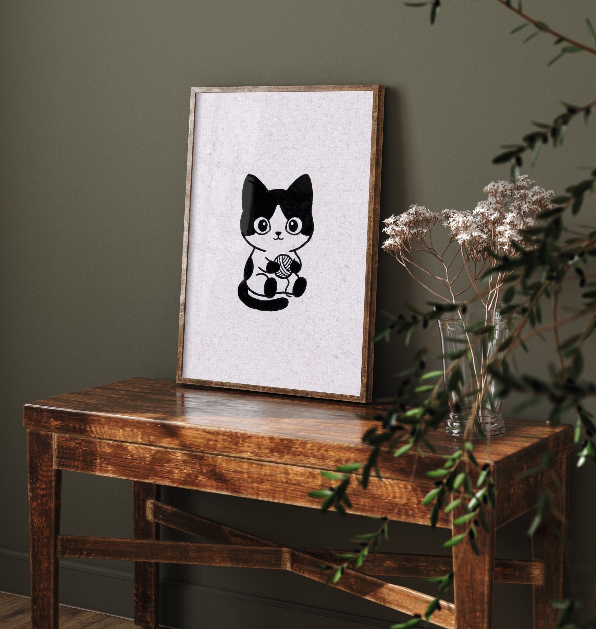 Cat Line Drawing Art Print - Minimalist Animal Poster - Cute Nursery Wall Art - Kids Room Decor 1/3