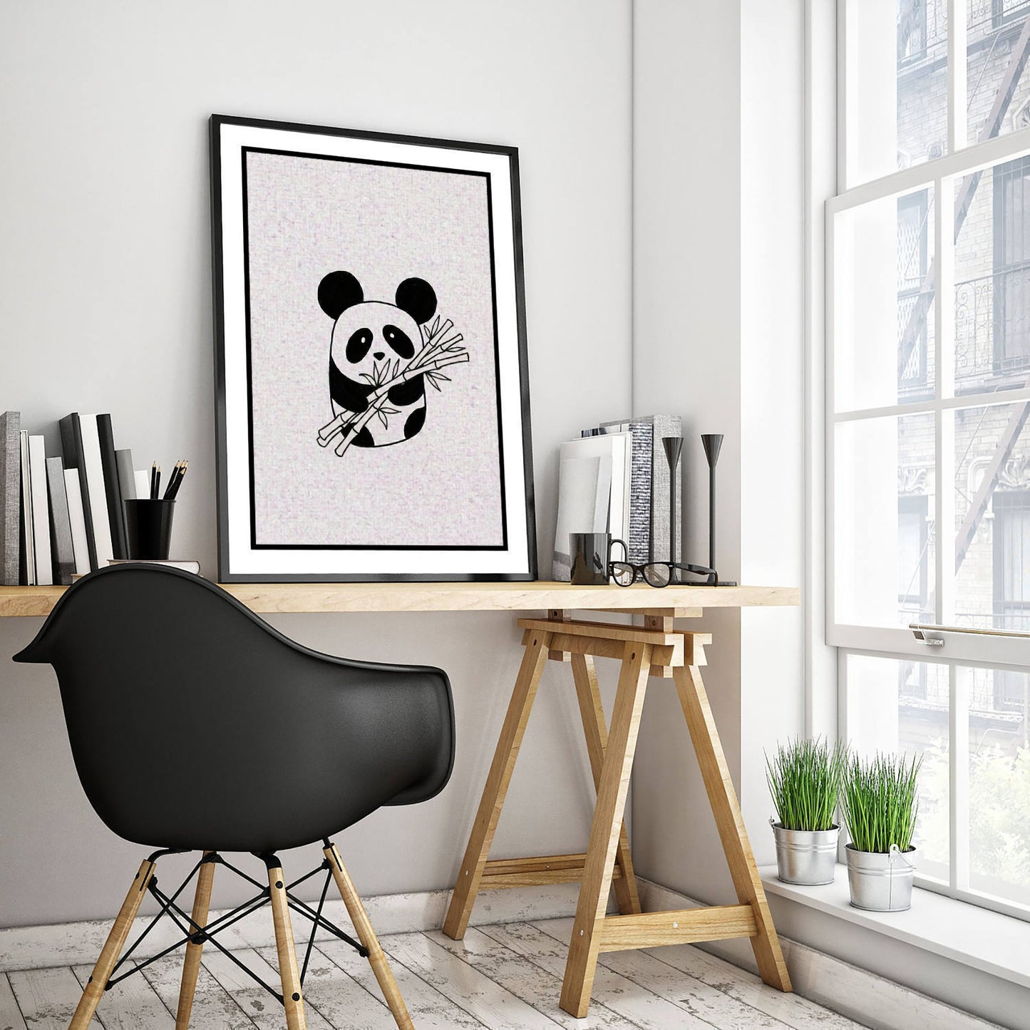 Panda Line Drawing Art Print - Minimalist Animal Poster - Cute Nursery Wall Art - Kids Room Decor 2/3