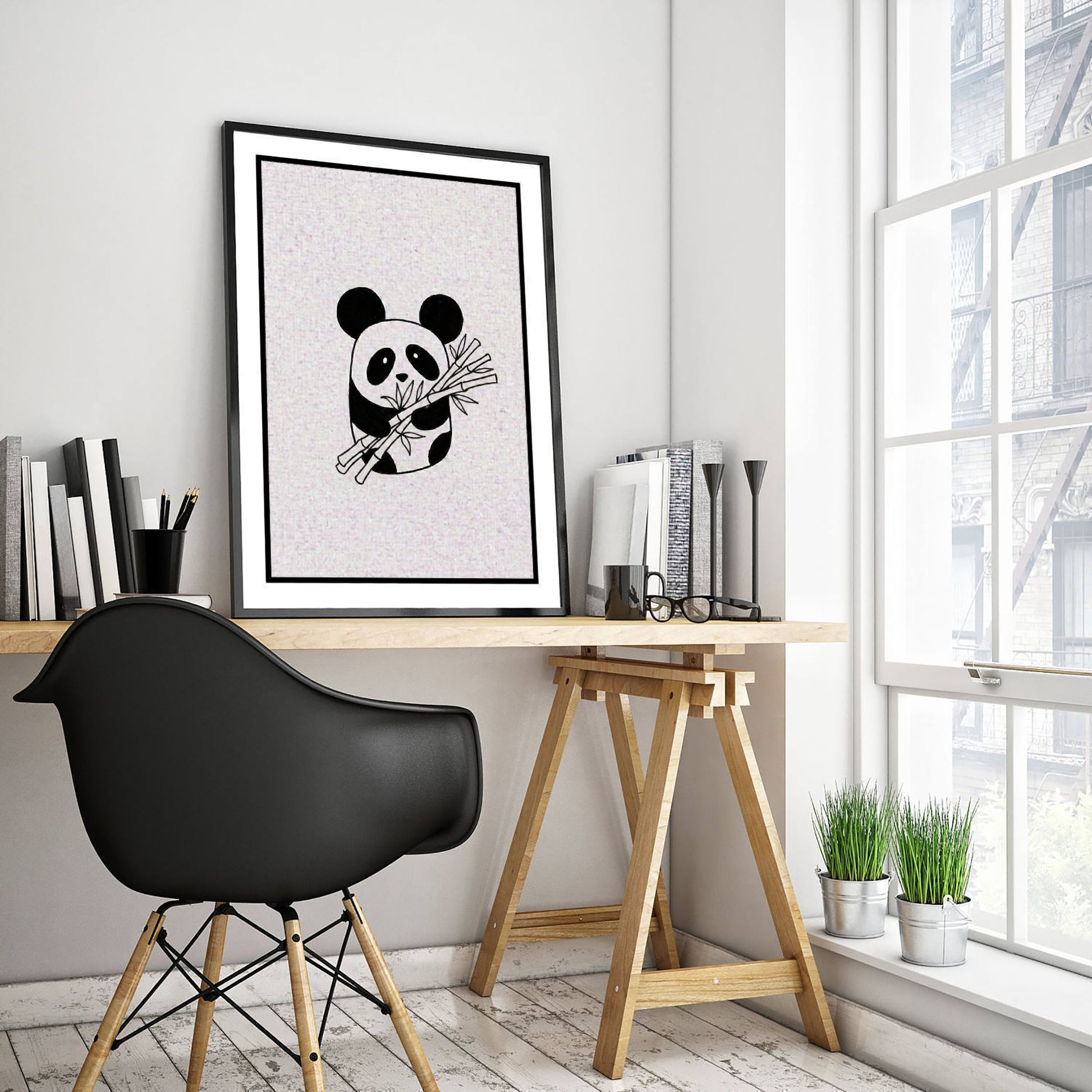 Panda Line Drawing Art Print - Minimalist Animal Poster - Cute Nursery Wall Art - Kids Room Decor 2/3