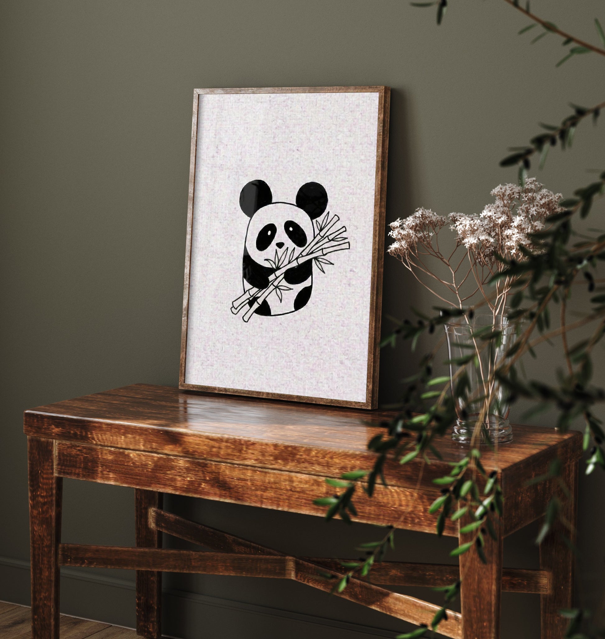 Panda Line Drawing Art Print - Minimalist Animal Poster - Cute Nursery Wall Art - Kids Room Decor 2/3