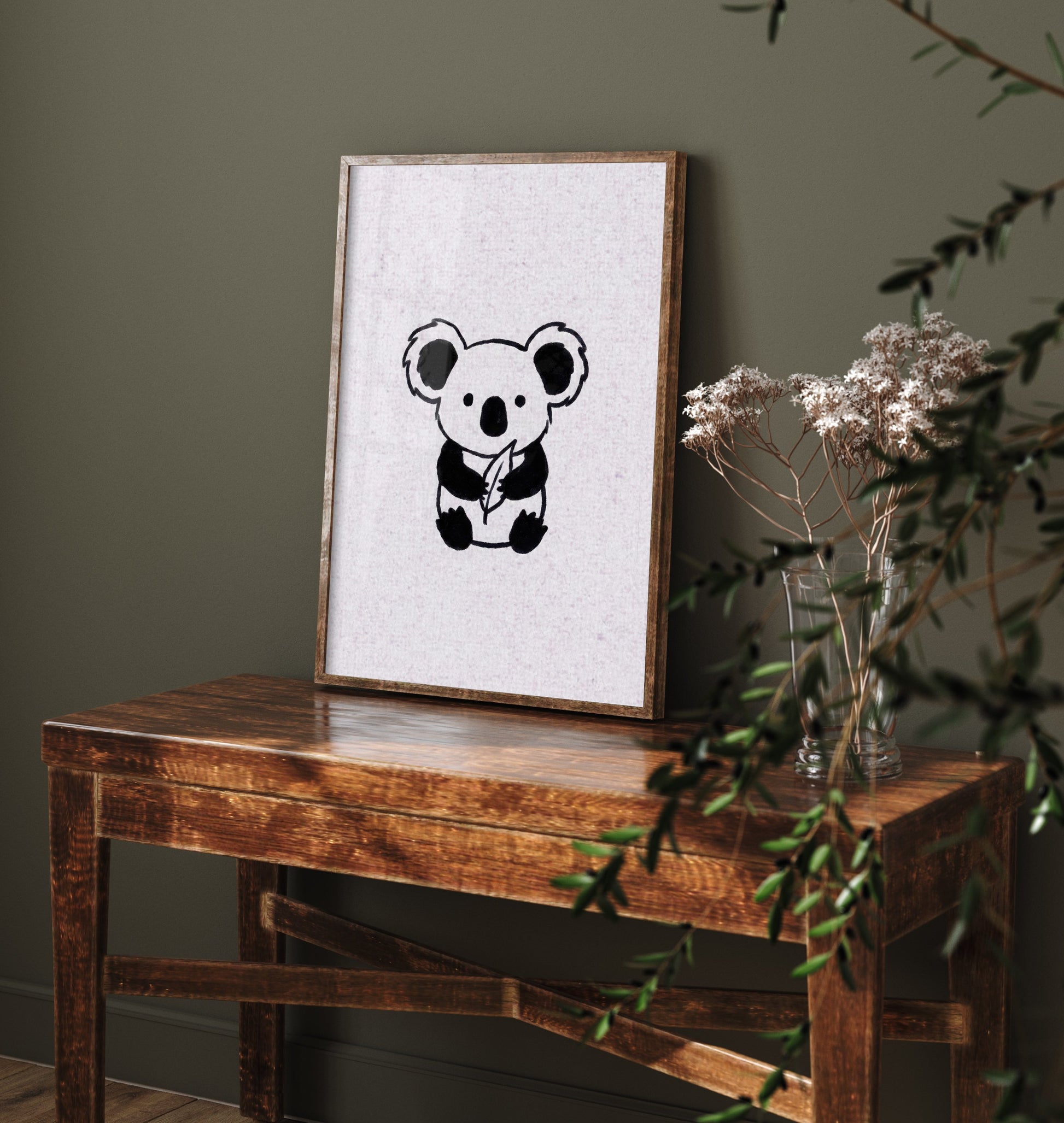 Koala Line Drawing Art Print - Minimalist Animal Poster - Cute Nursery Wall Art - Kids Room Decor 3/3