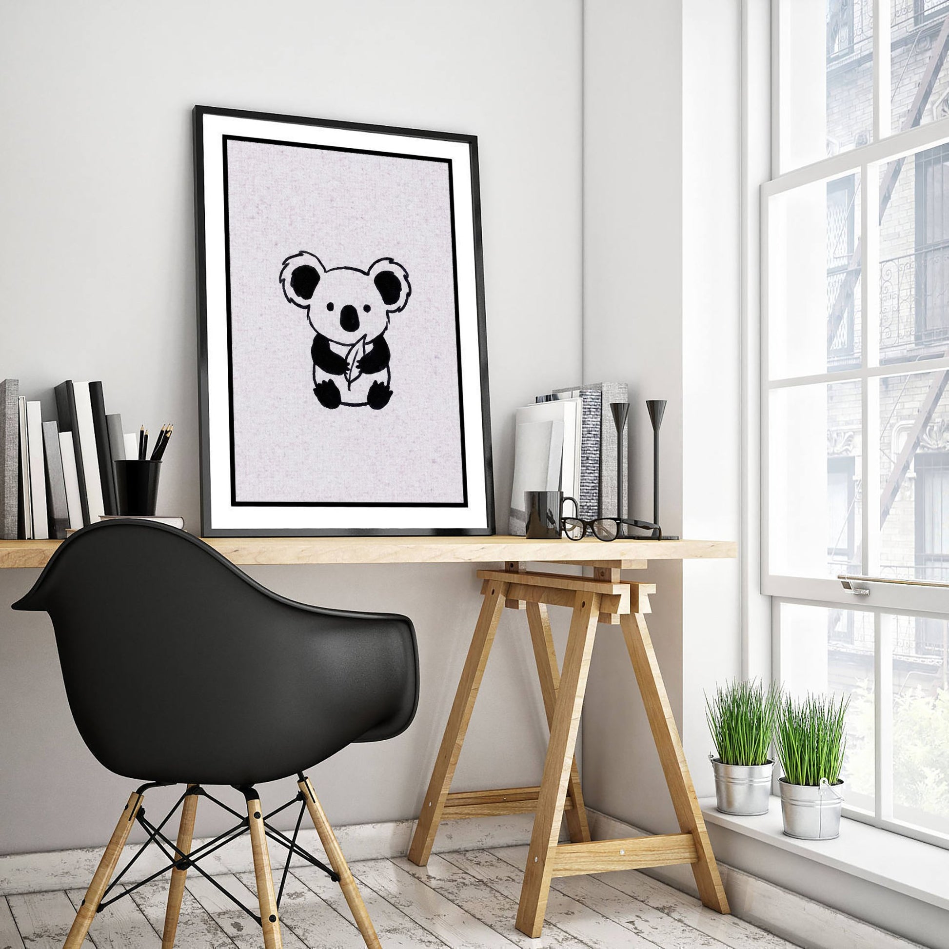 Koala Line Drawing Art Print - Minimalist Animal Poster - Cute Nursery Wall Art - Kids Room Decor 3/3