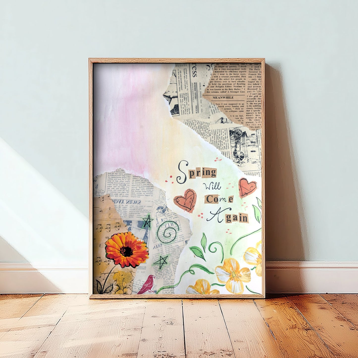 Spring Will Come Again Art Print - Floral Collage Poster - Jessica Redon Illustration Wall Art