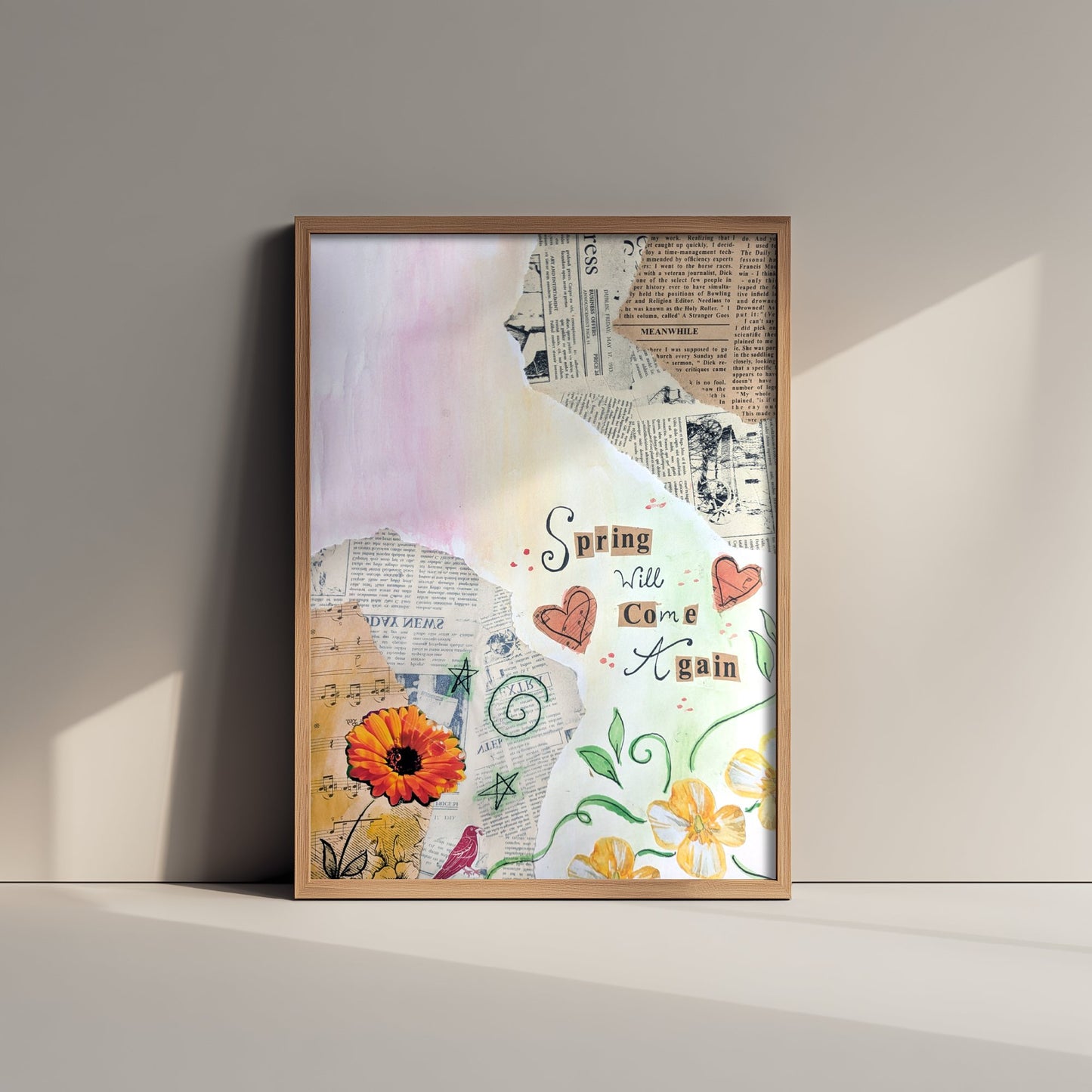 Spring Will Come Again Art Print - Floral Collage Poster - Jessica Redon Illustration Wall Art