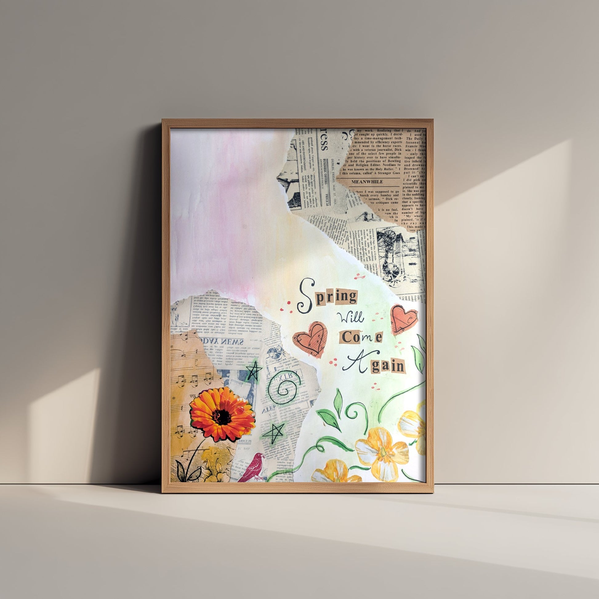 Spring Will Come Again Art Print - Floral Collage Poster - Jessica Redon Illustration Wall Art