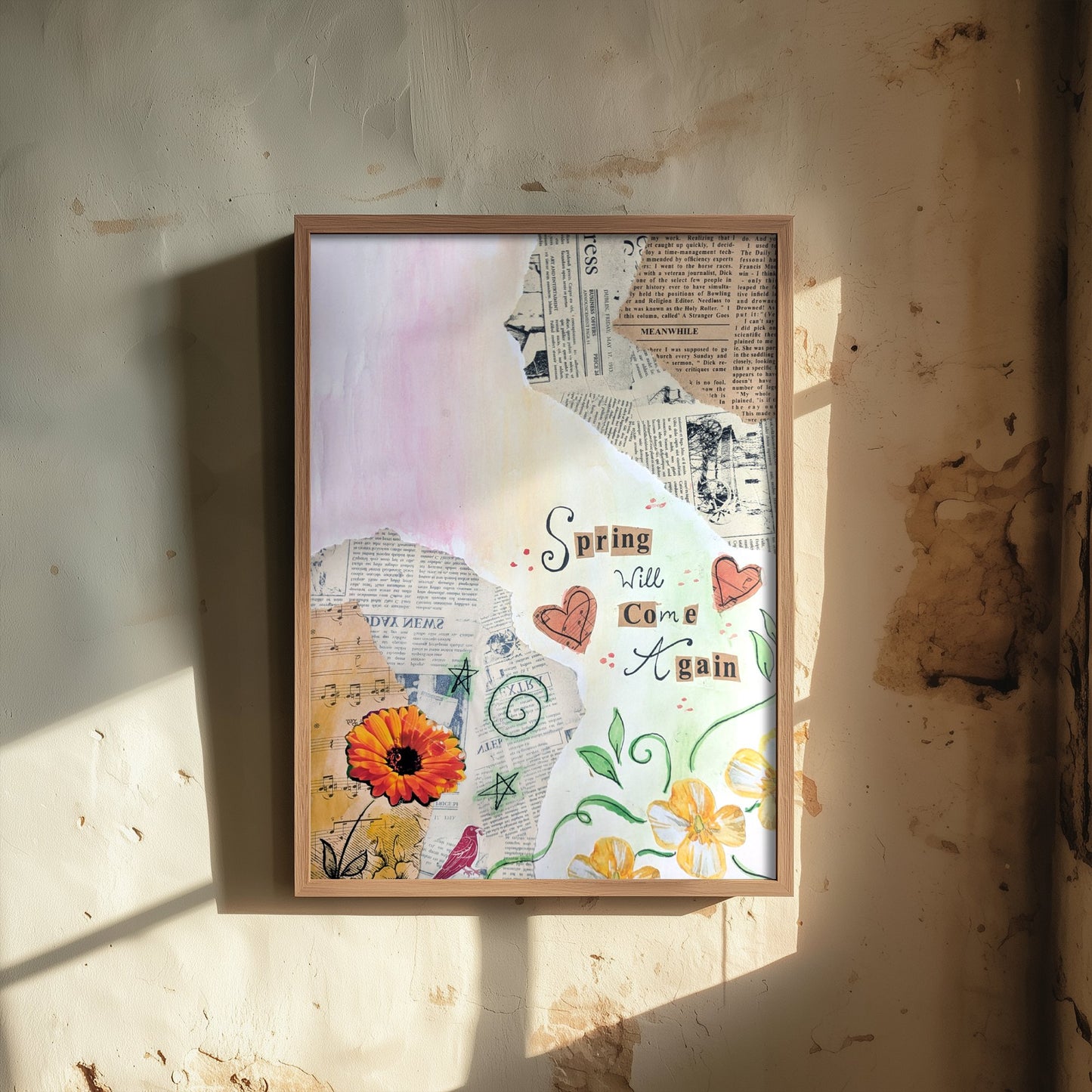 Spring Will Come Again Art Print - Floral Collage Poster - Jessica Redon Illustration Wall Art