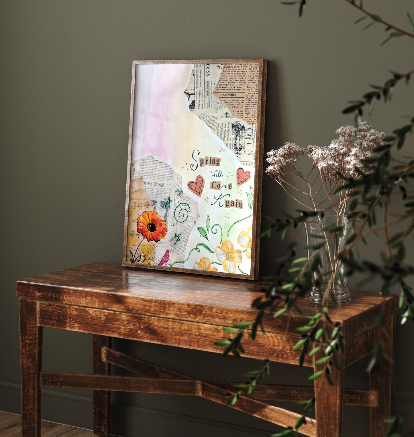 Spring Will Come Again Art Print - Floral Collage Poster - Jessica Redon Illustration Wall Art