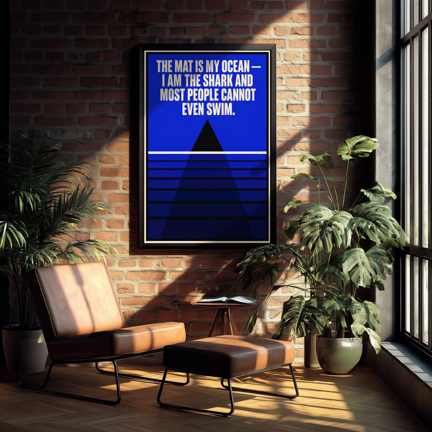 Jiu Jitsu Quote Art Print - The Mat Is My Ocean I Am the Shark - BJJ Poster Illustration V1 1/3