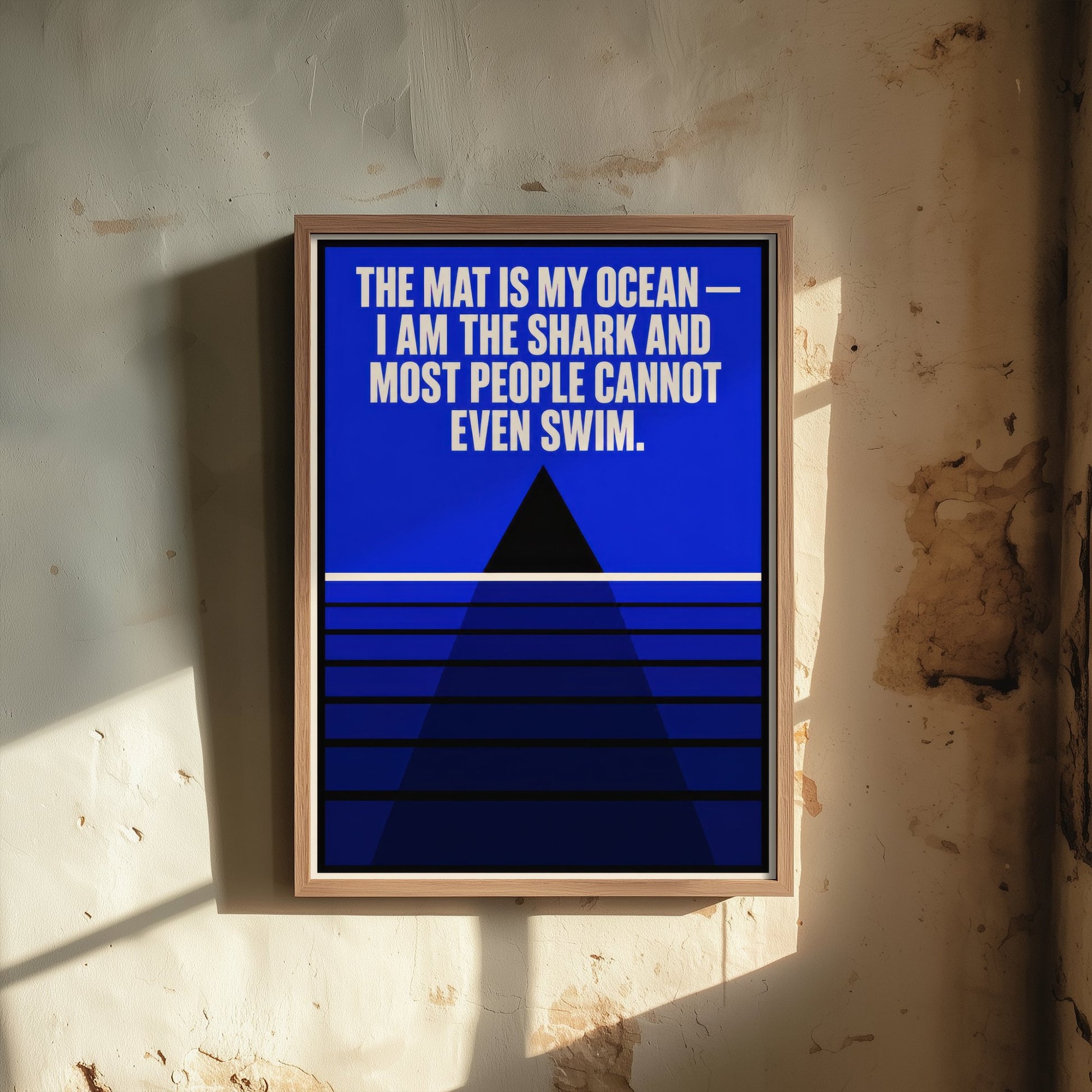Jiu Jitsu Quote Art Print - The Mat Is My Ocean I Am the Shark - BJJ Poster Illustration V1 1/3
