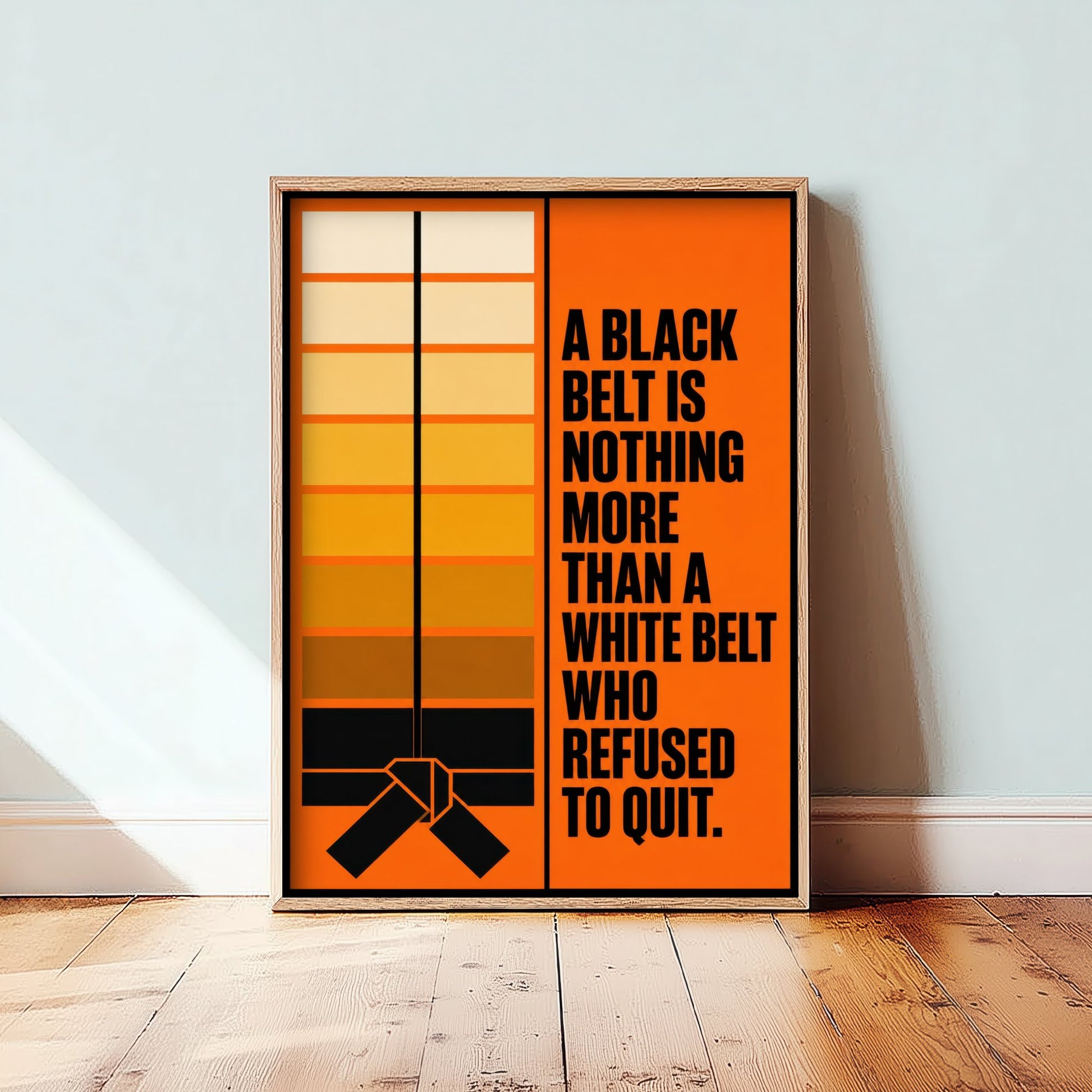 Jiu Jitsu Quote Art Print - A Black Belt Is a White Belt Who Refused to Quit - BJJ Poster Illustration V1 2/3