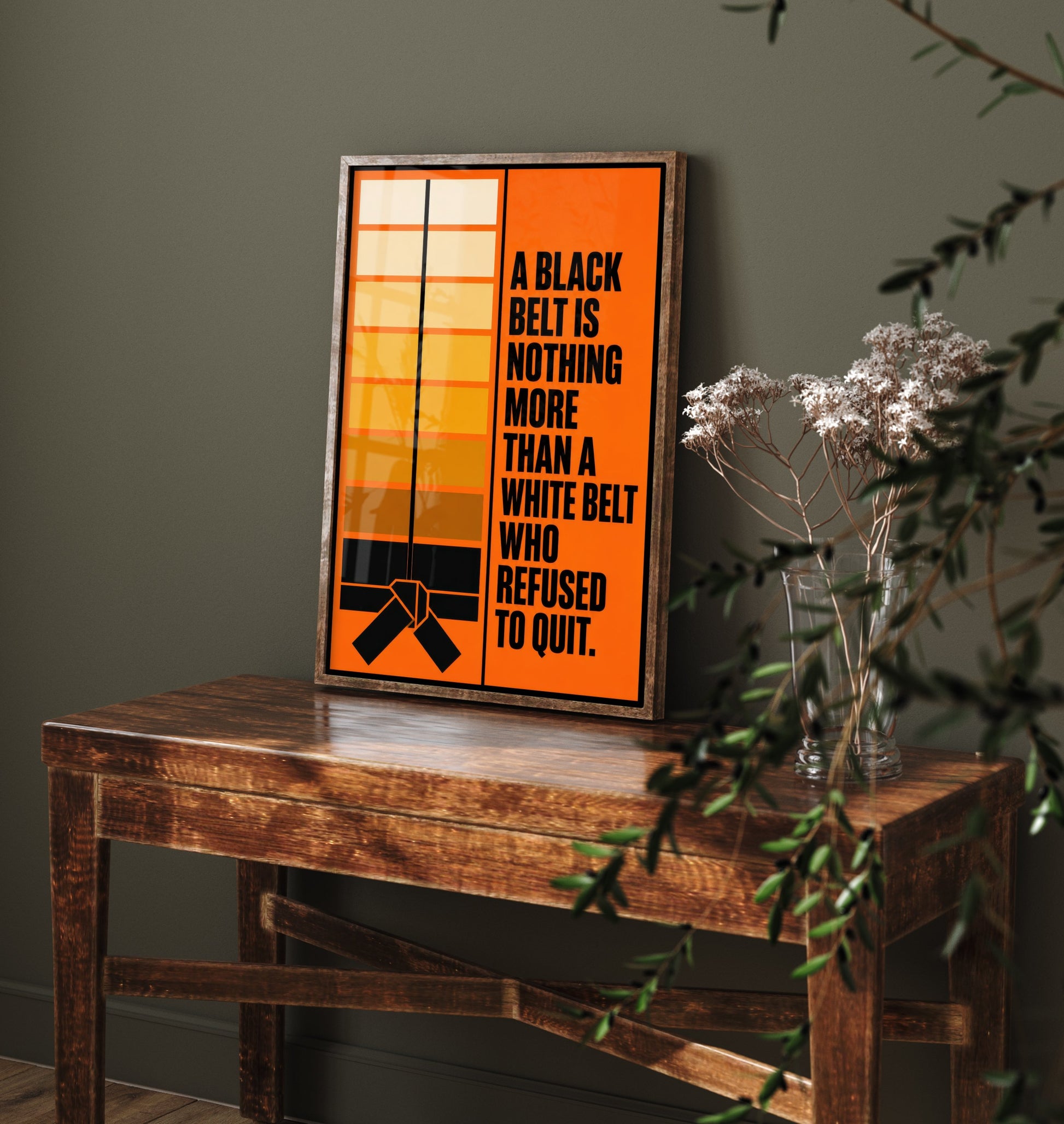 Jiu Jitsu Quote Art Print - A Black Belt Is a White Belt Who Refused to Quit - BJJ Poster Illustration V1 2/3