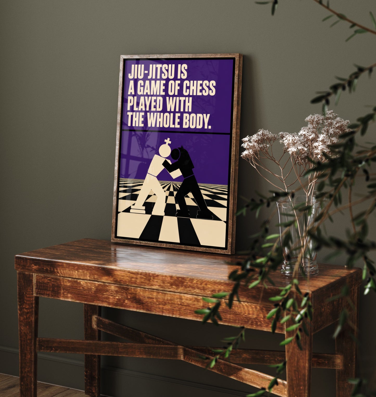 Jiu Jitsu Quote Art Print - A Game of Chess Played With the Whole Body - BJJ Poster Illustration V2 1/3