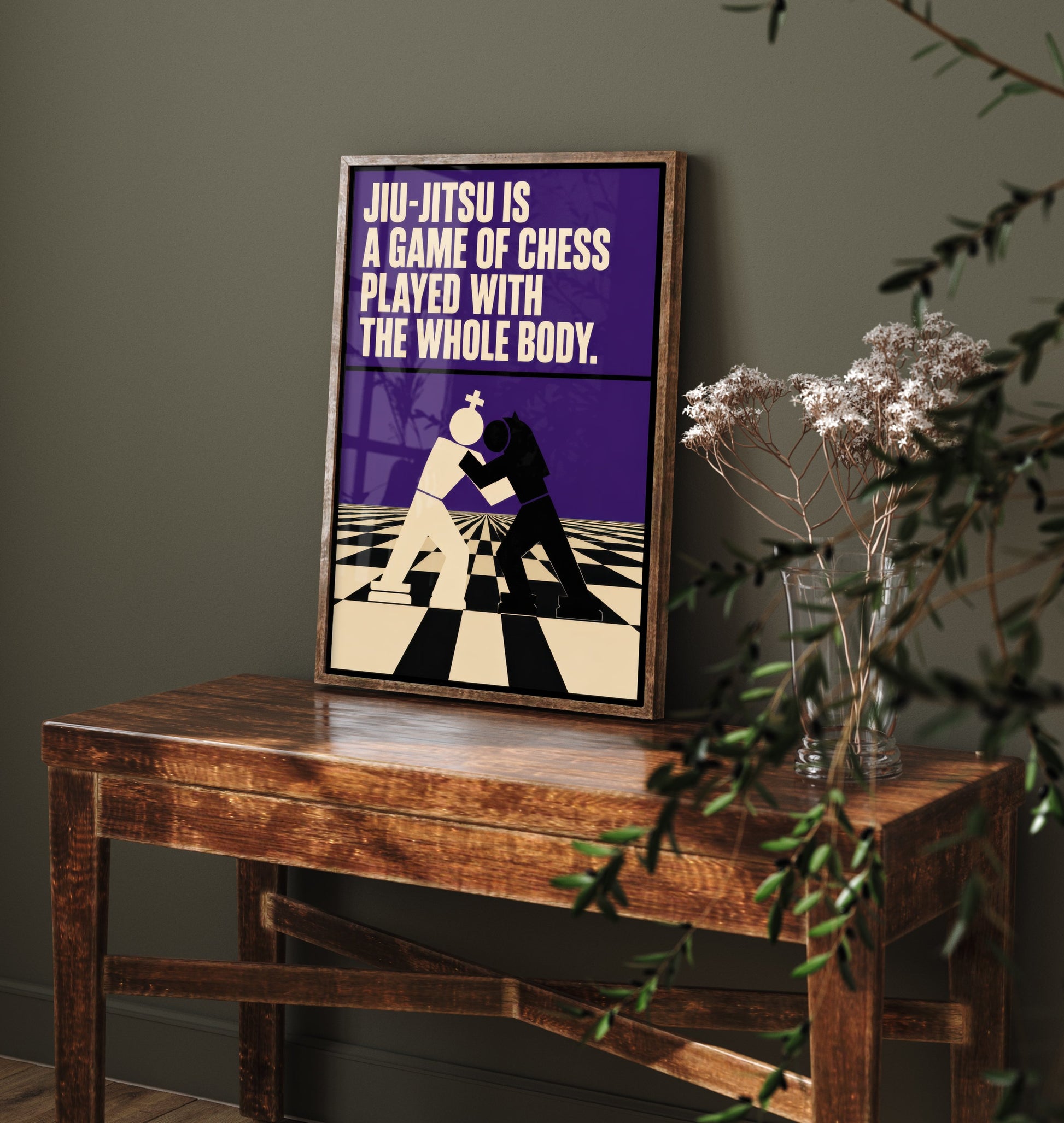 Jiu Jitsu Quote Art Print - A Game of Chess Played With the Whole Body - BJJ Poster Illustration V2 1/3