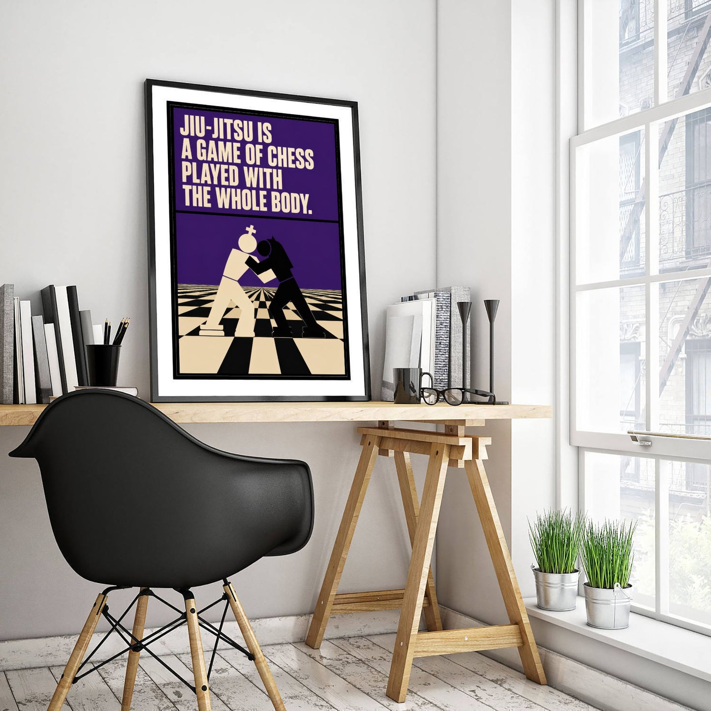 Jiu Jitsu Quote Art Print - A Game of Chess Played With the Whole Body - BJJ Poster Illustration V2 1/3