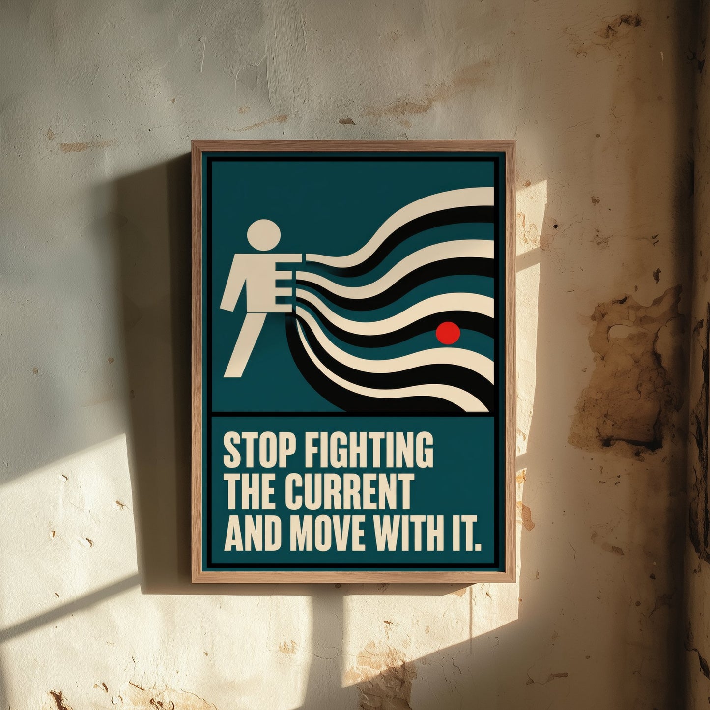 Jiu Jitsu Quote Art Print - Stop Fighting the Current and Move With It - BJJ Poster Illustration V2 3/3