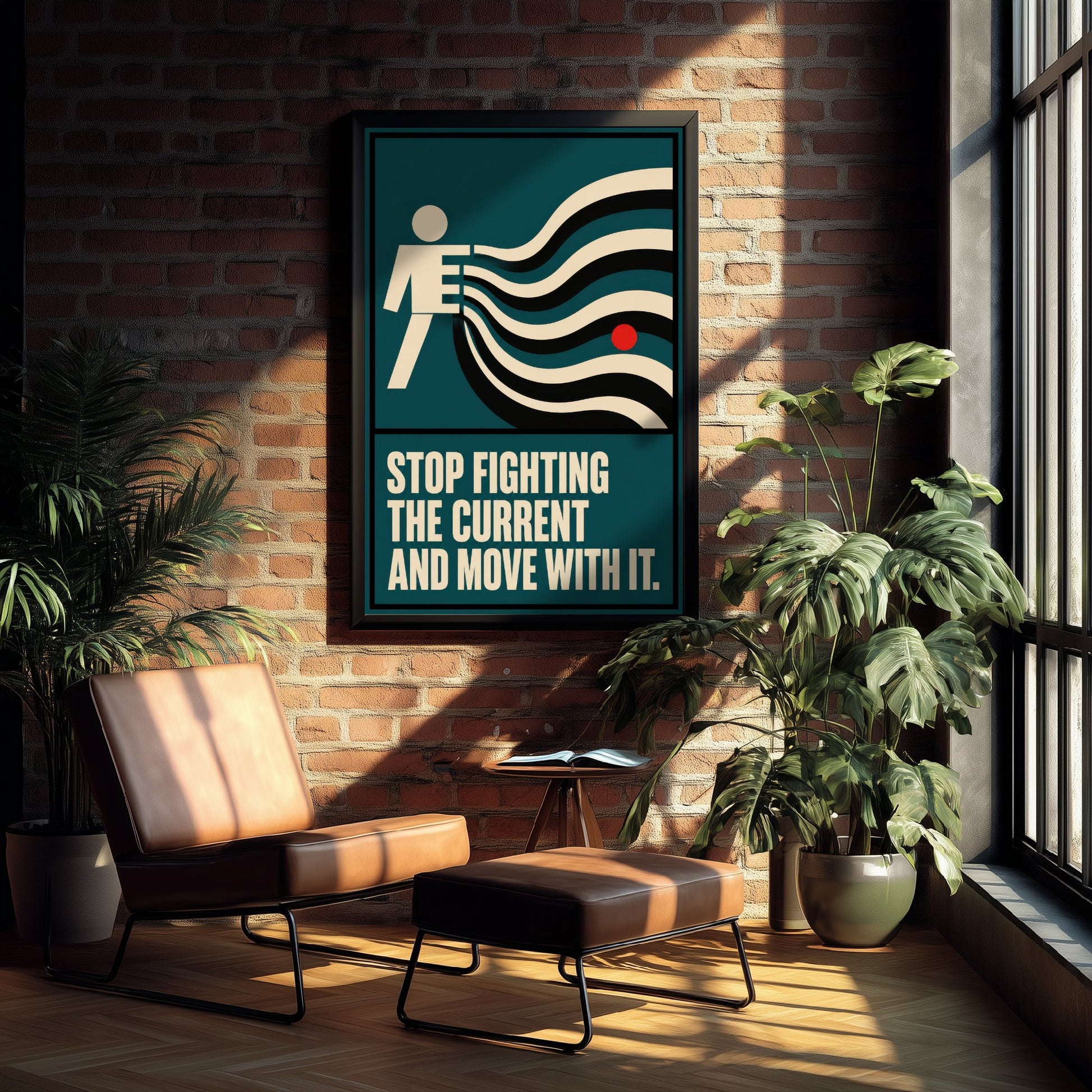 Jiu Jitsu Quote Art Print - Stop Fighting the Current and Move With It - BJJ Poster Illustration V2 3/3