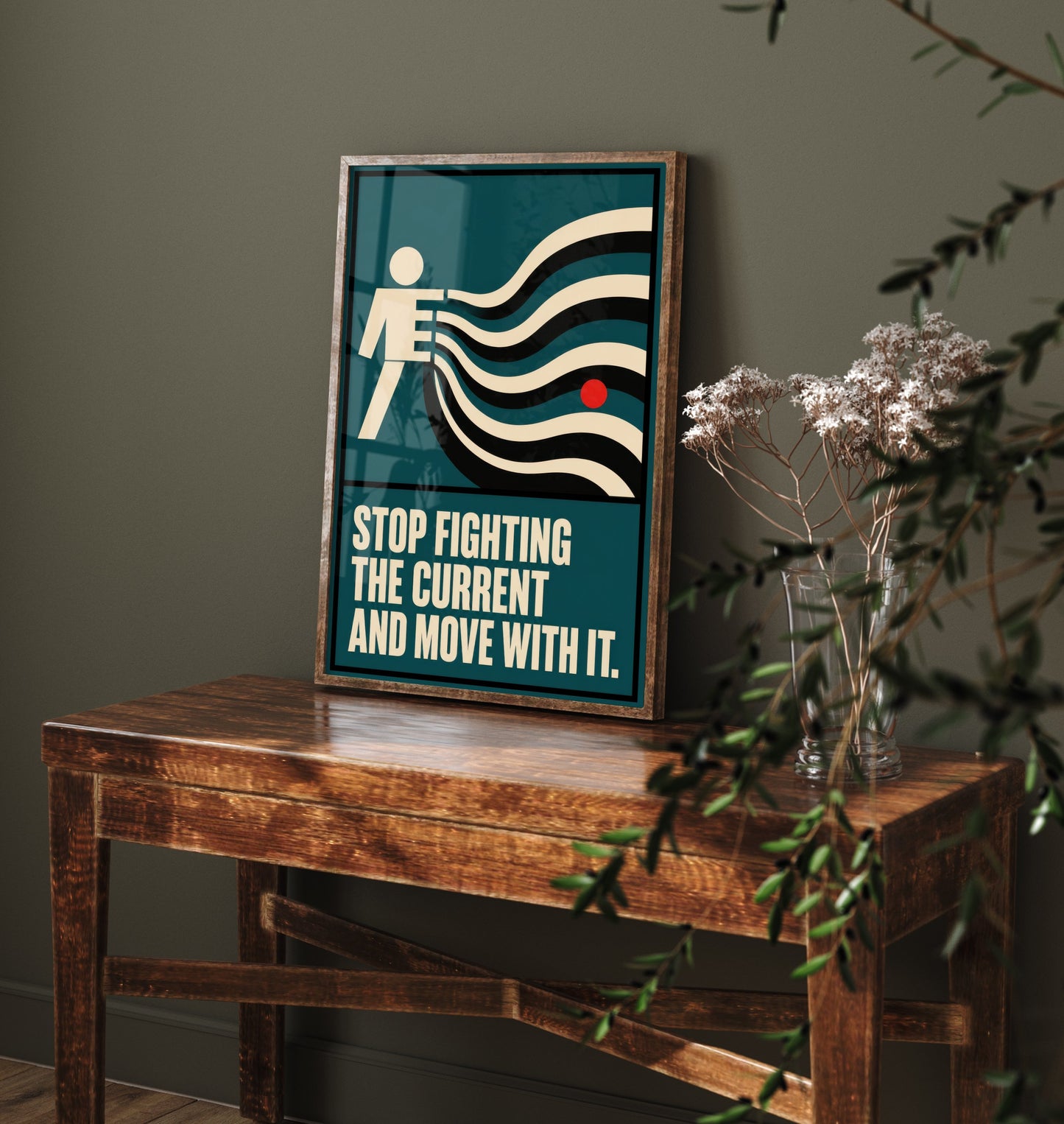 Jiu Jitsu Quote Art Print - Stop Fighting the Current and Move With It - BJJ Poster Illustration V2 3/3