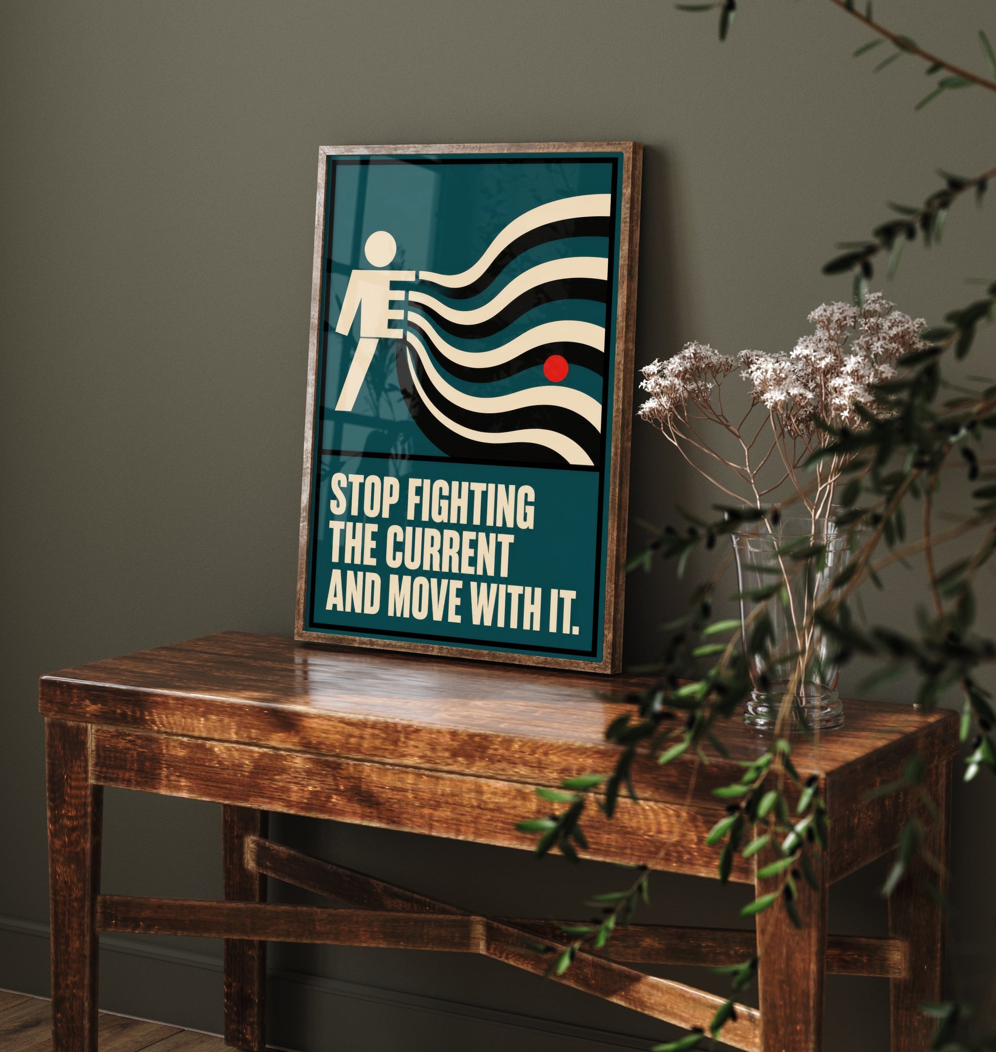 Jiu Jitsu Quote Art Print - Stop Fighting the Current and Move With It - BJJ Poster Illustration V2 3/3