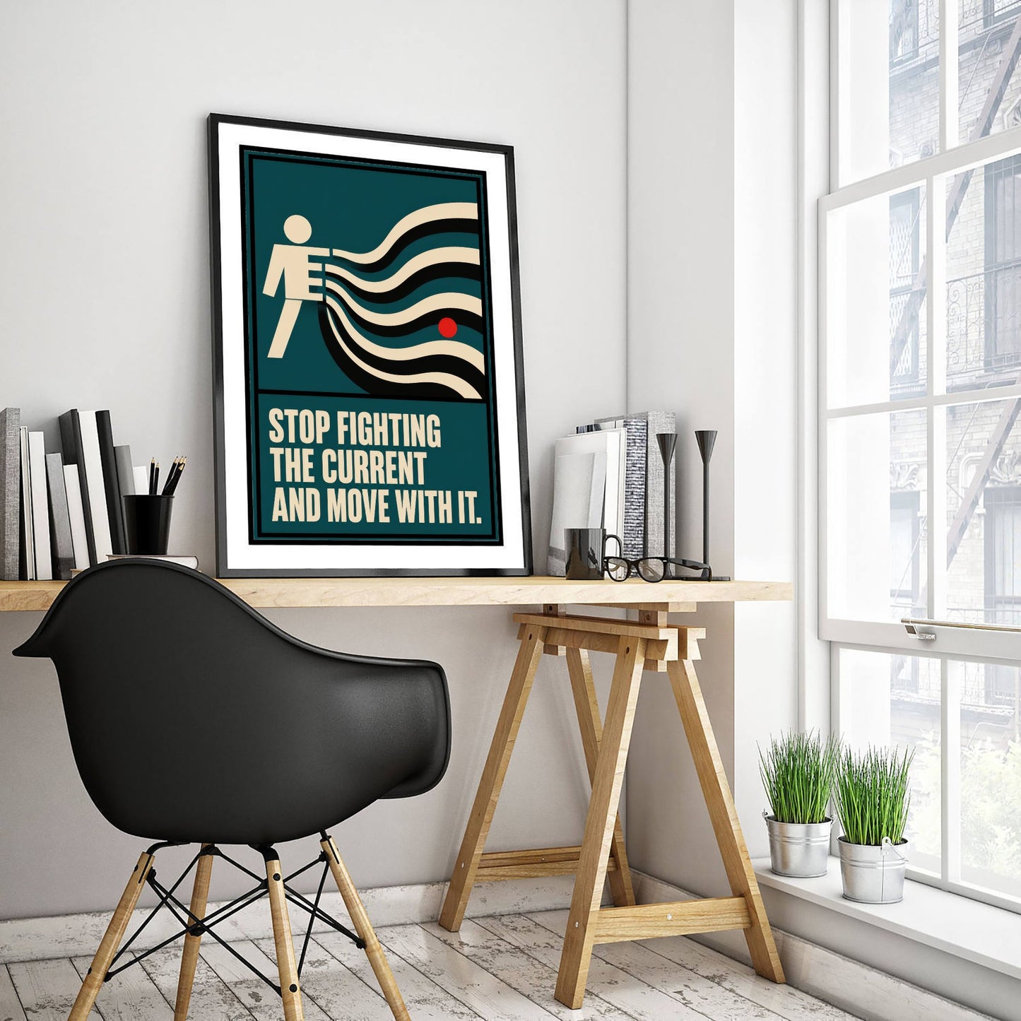 Jiu Jitsu Quote Art Print - Stop Fighting the Current and Move With It - BJJ Poster Illustration V2 3/3