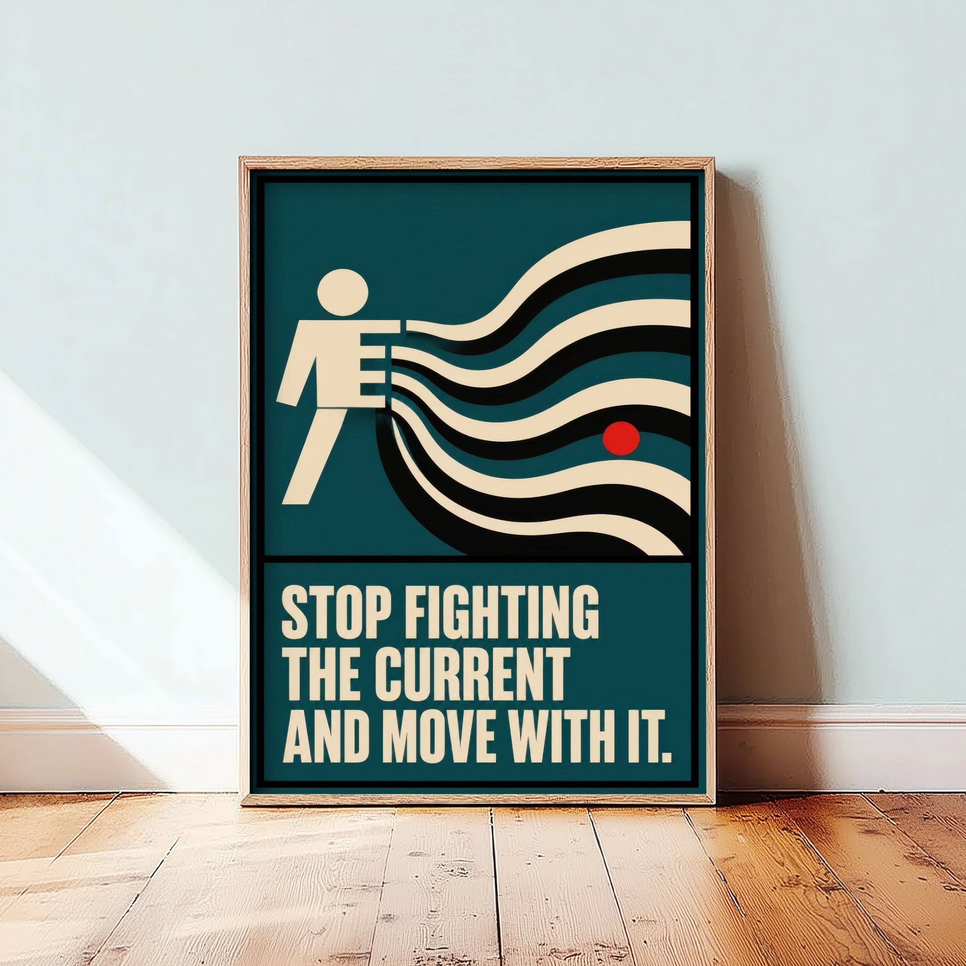 Jiu Jitsu Quote Art Print - Stop Fighting the Current and Move With It - BJJ Poster Illustration V2 3/3