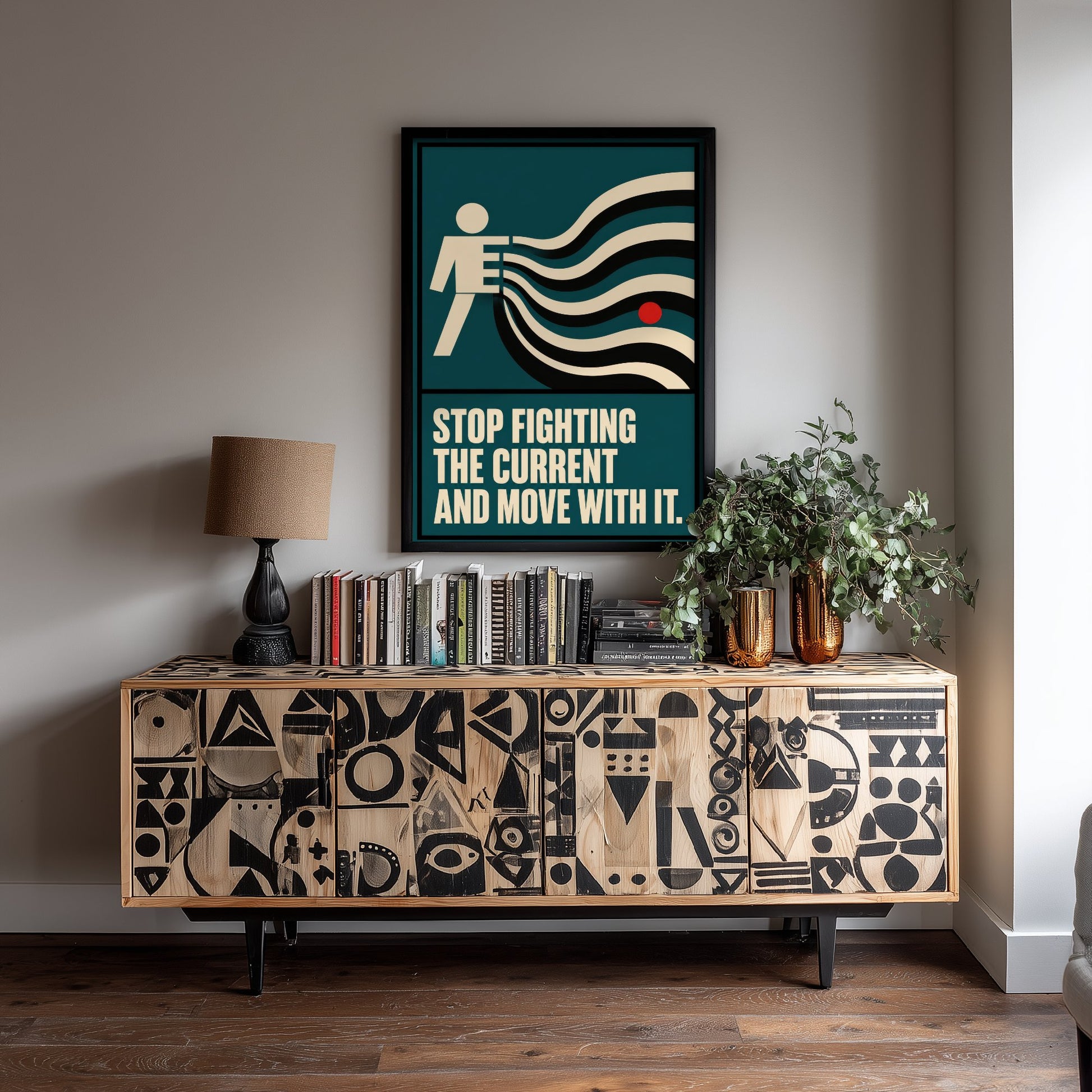 Jiu Jitsu Quote Art Print - Stop Fighting the Current and Move With It - BJJ Poster Illustration V2 3/3
