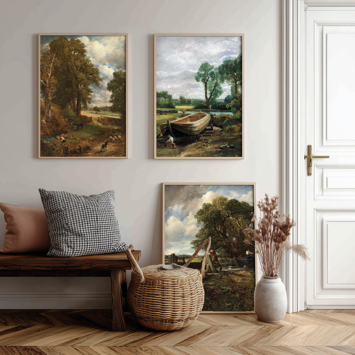 John Constable Set of Three Art Prints - The Cornfield, Boat Building near Flatford Mill, The Lock - English Landscape Painting Poster