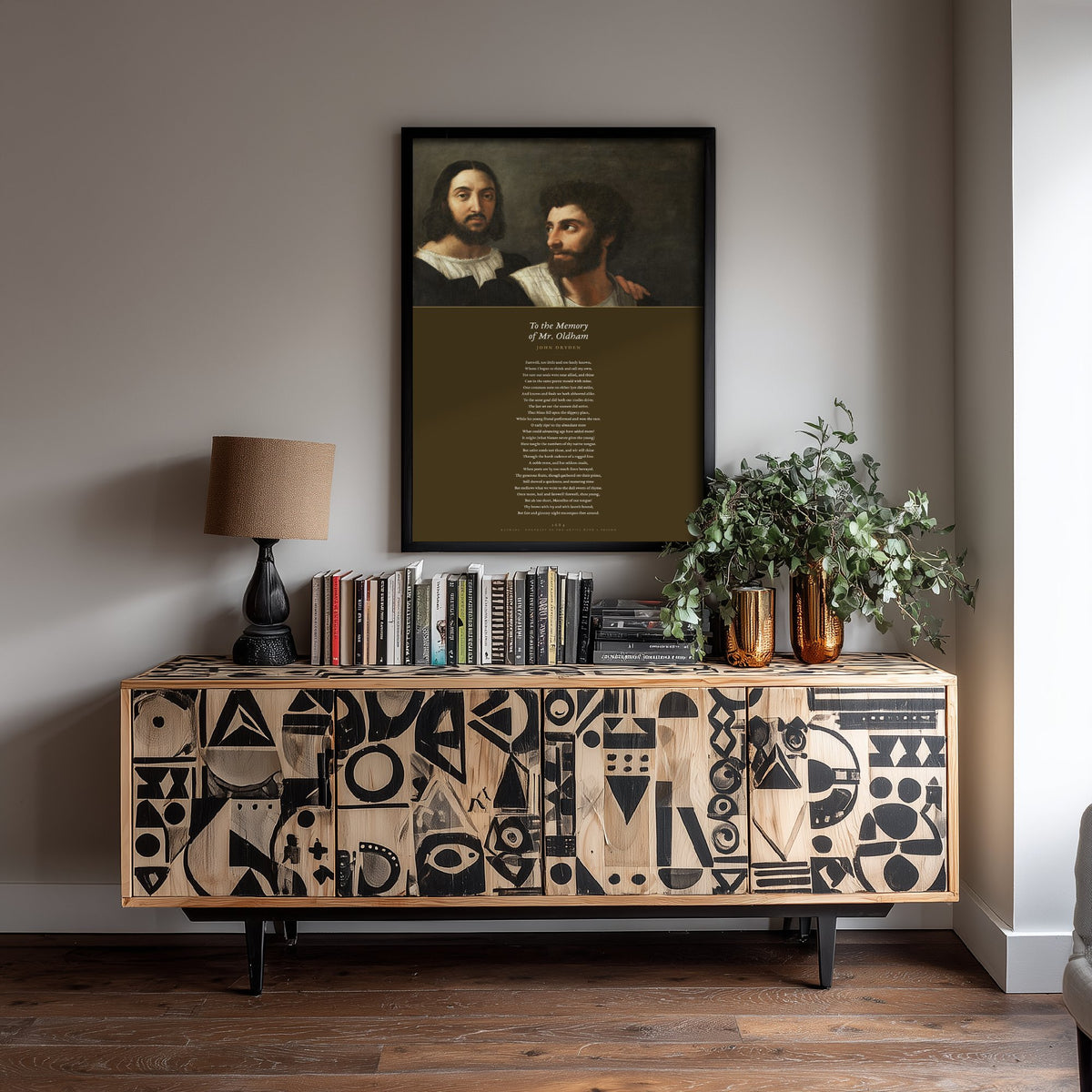 To the Memory of Mr Oldham by John Dryden Art Print - Full Poem beneath Raphael Portrait with a Friend Painting - Elegy Poster