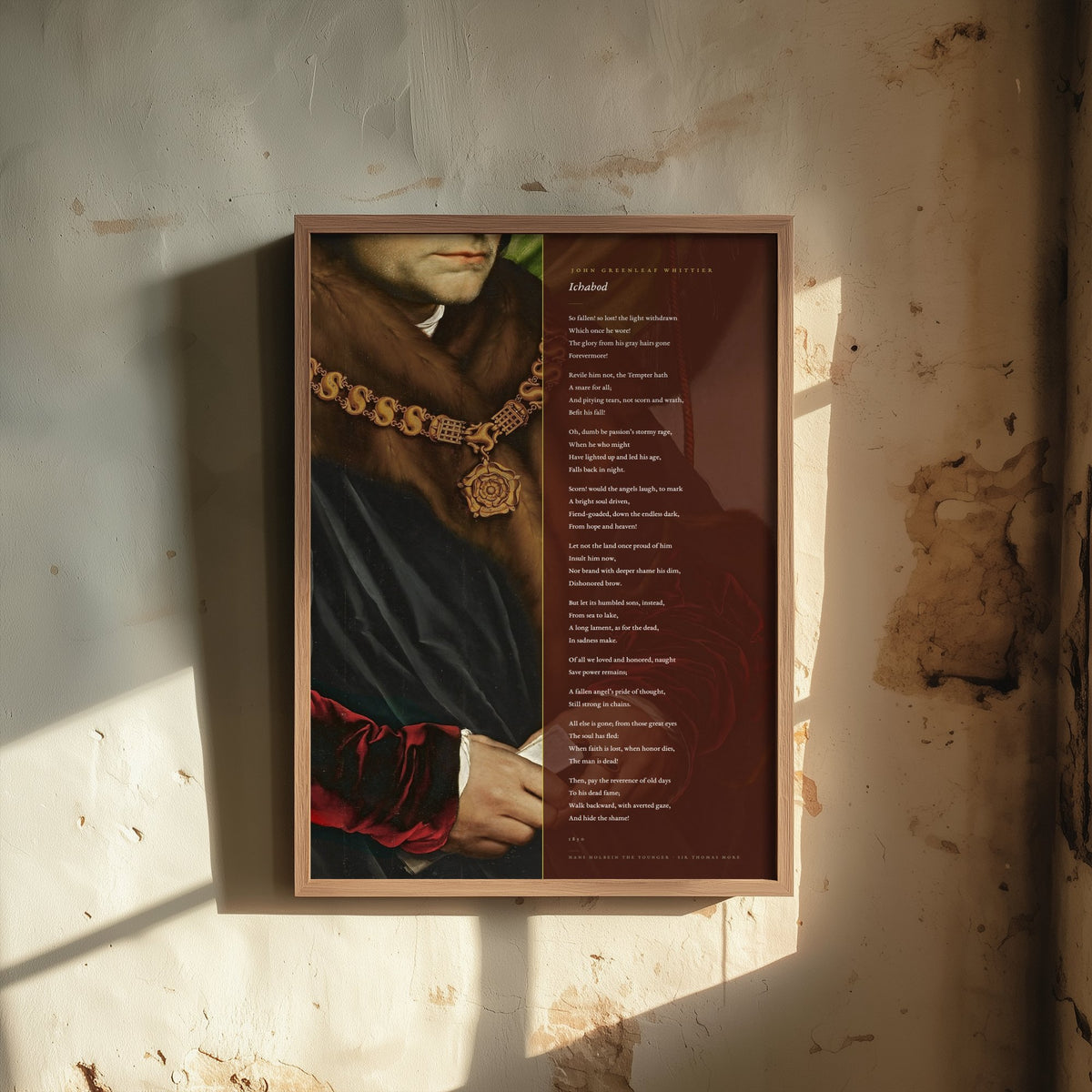 Ichabod by John Greenleaf Whittier Art Print - Full Poem beside Sir Thomas More Tudor Portrait Painting - American Poetry Poster