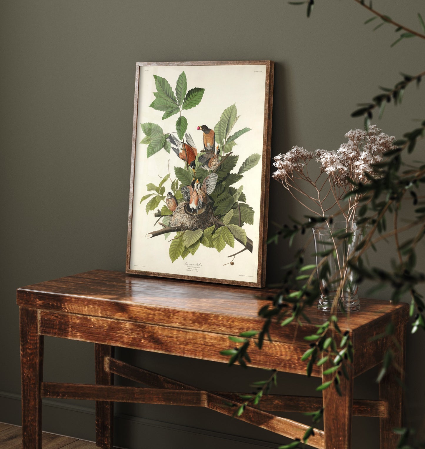 John James Audubon - American Robin - Birds of America Art Print Poster - Classic Painting 1/3