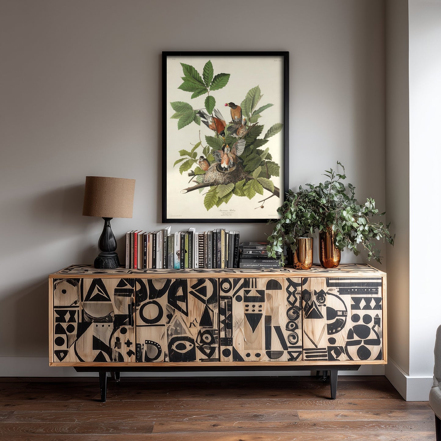 John James Audubon - American Robin - Birds of America Art Print Poster - Classic Painting 1/3