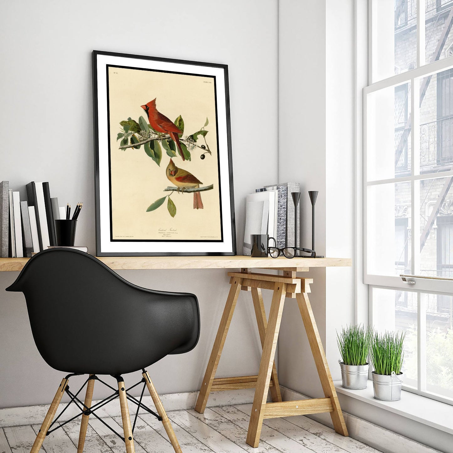 John James Audubon - Cardinal Grosbeak - Birds of America Art Print Poster - Classic Painting 3/3