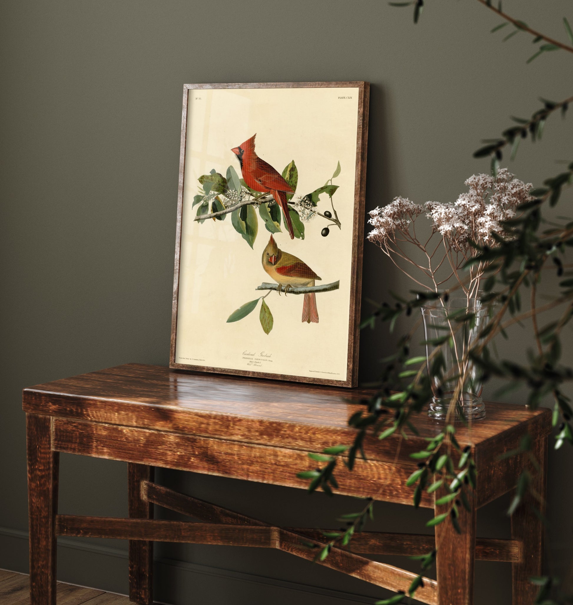 John James Audubon - Cardinal Grosbeak - Birds of America Art Print Poster - Classic Painting 3/3