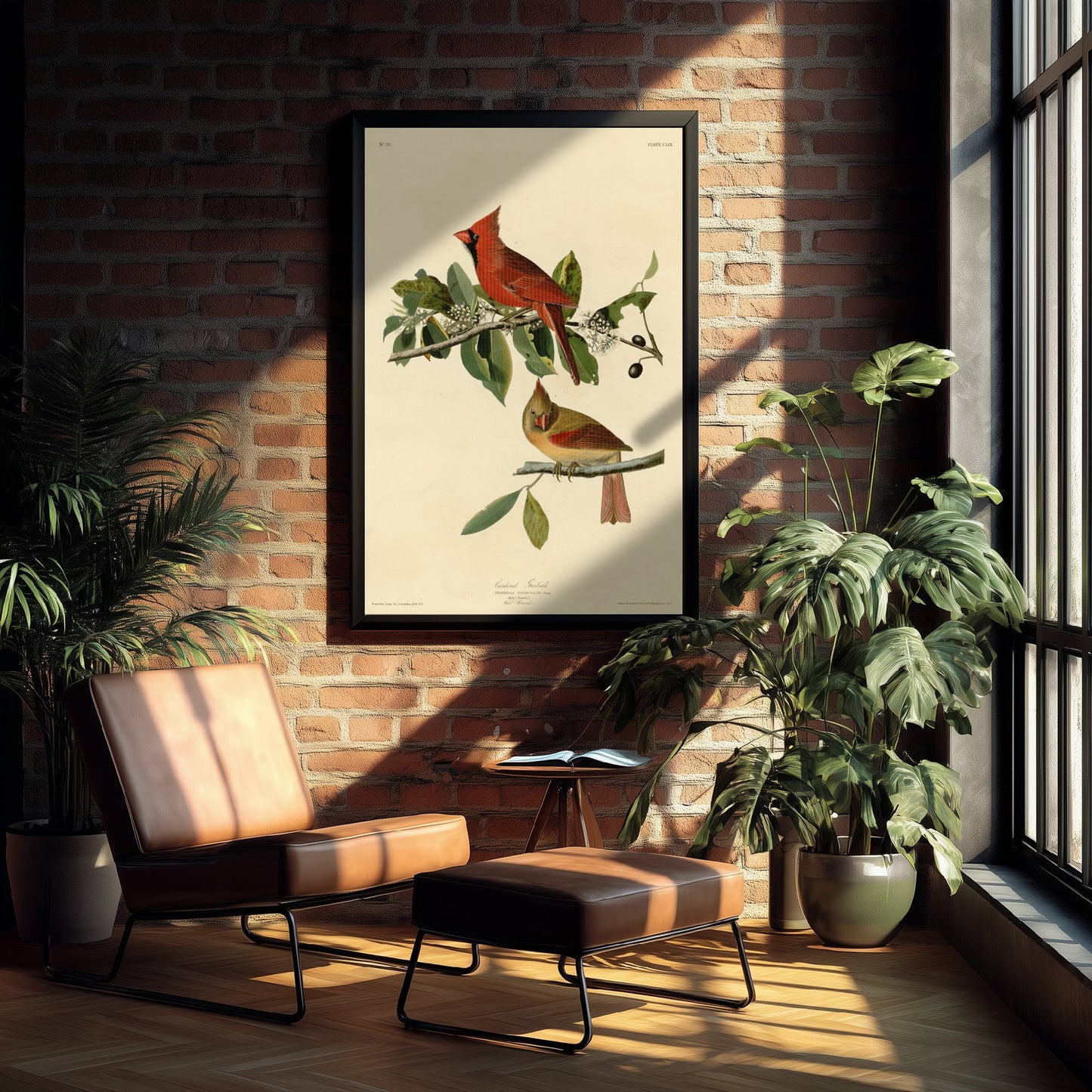 John James Audubon - Cardinal Grosbeak - Birds of America Art Print Poster - Classic Painting 3/3