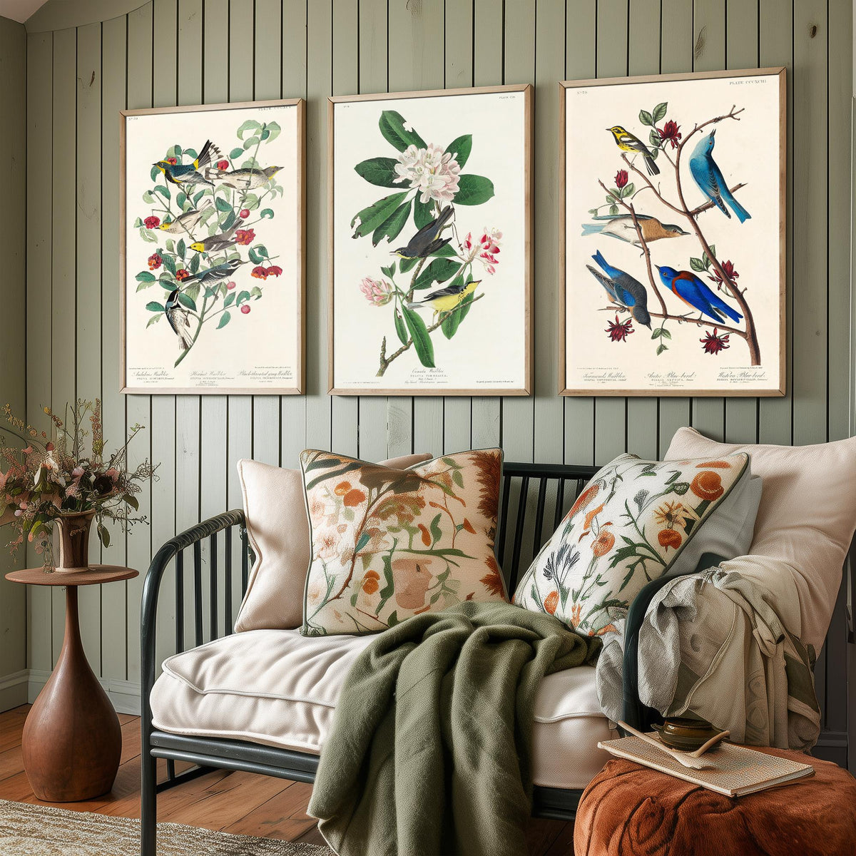 Set of Three John James Audubon Prints - Audubon's Canada Townsend's Warblers - 3 Bird Paintings Poster Wall Art Gift Illustration