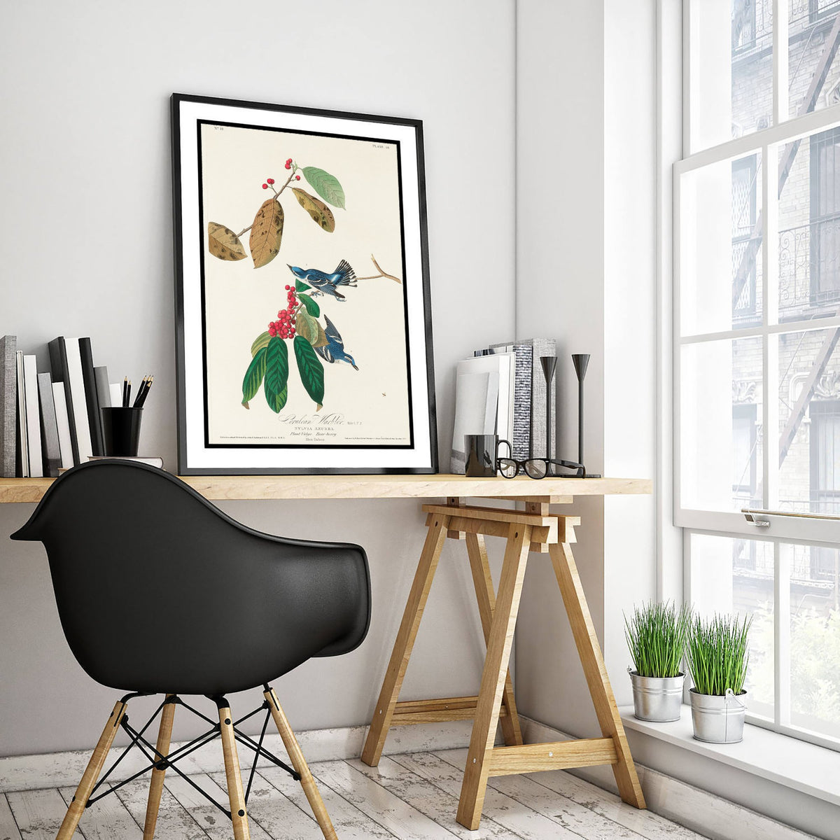 Cerulean Warbler Art Print - John James Audubon Poster - Azure Warbler Birds of America Illustration