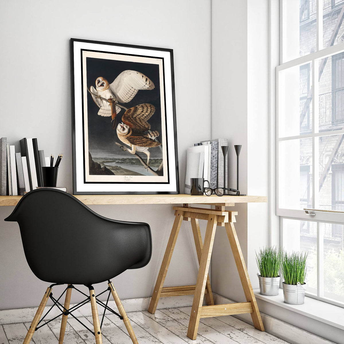 Barn Owl Art Print - John James Audubon Poster - Birds of America Vintage Illustration