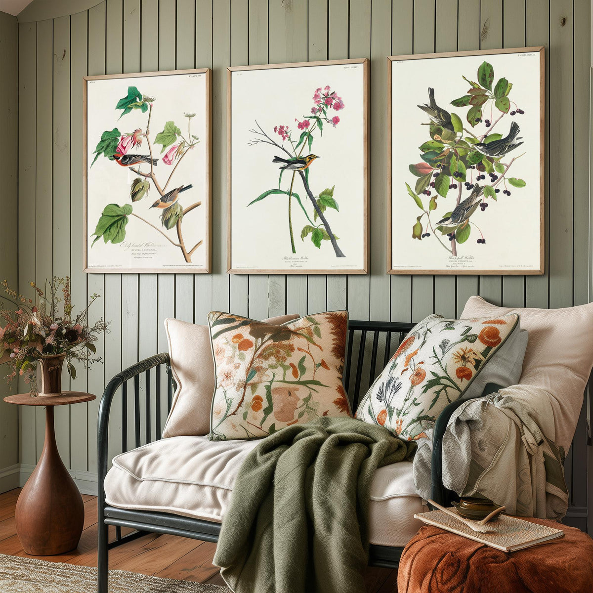 Set of Three John James Audubon Prints - Bay-breasted Blackburnian Blackpoll Warblers - 3 Bird Paintings Poster Wall Art Illustration