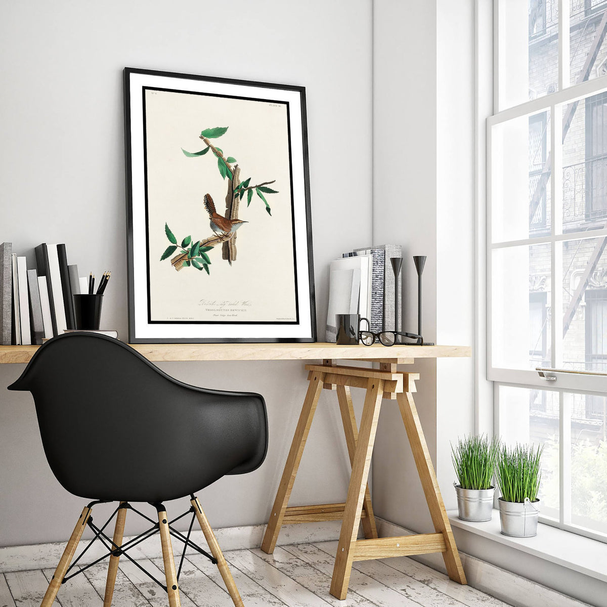 Bewick's Wren Art Print - John James Audubon Poster - Birds of America Vintage Illustration