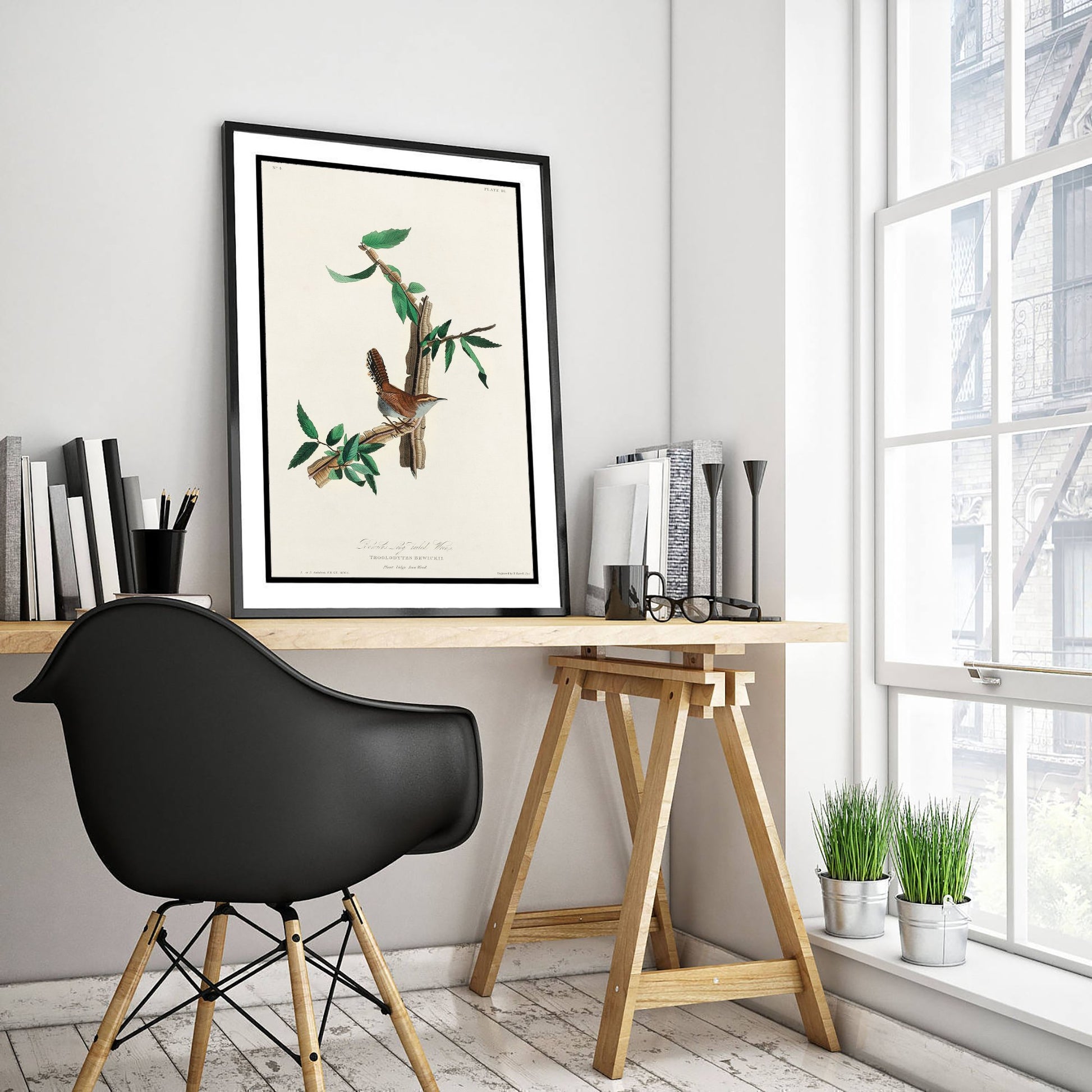 Bewick's Wren Art Print - John James Audubon Poster - Birds of America Vintage Illustration