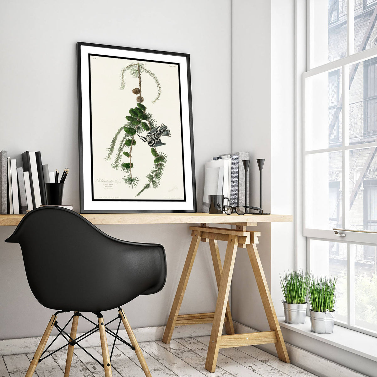 Black-and-white Warbler Art Print - John James Audubon Poster - Birds of America Vintage Illustration
