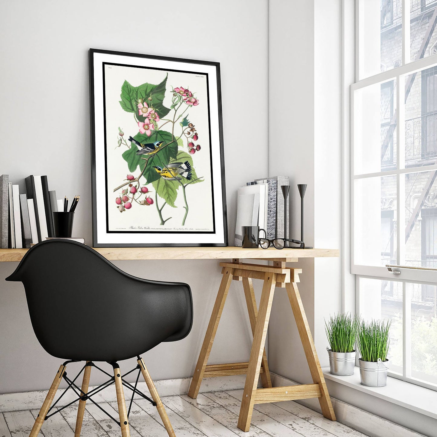 Magnolia Warbler Pair Art Print - John James Audubon Poster - Birds of America Vintage Illustration