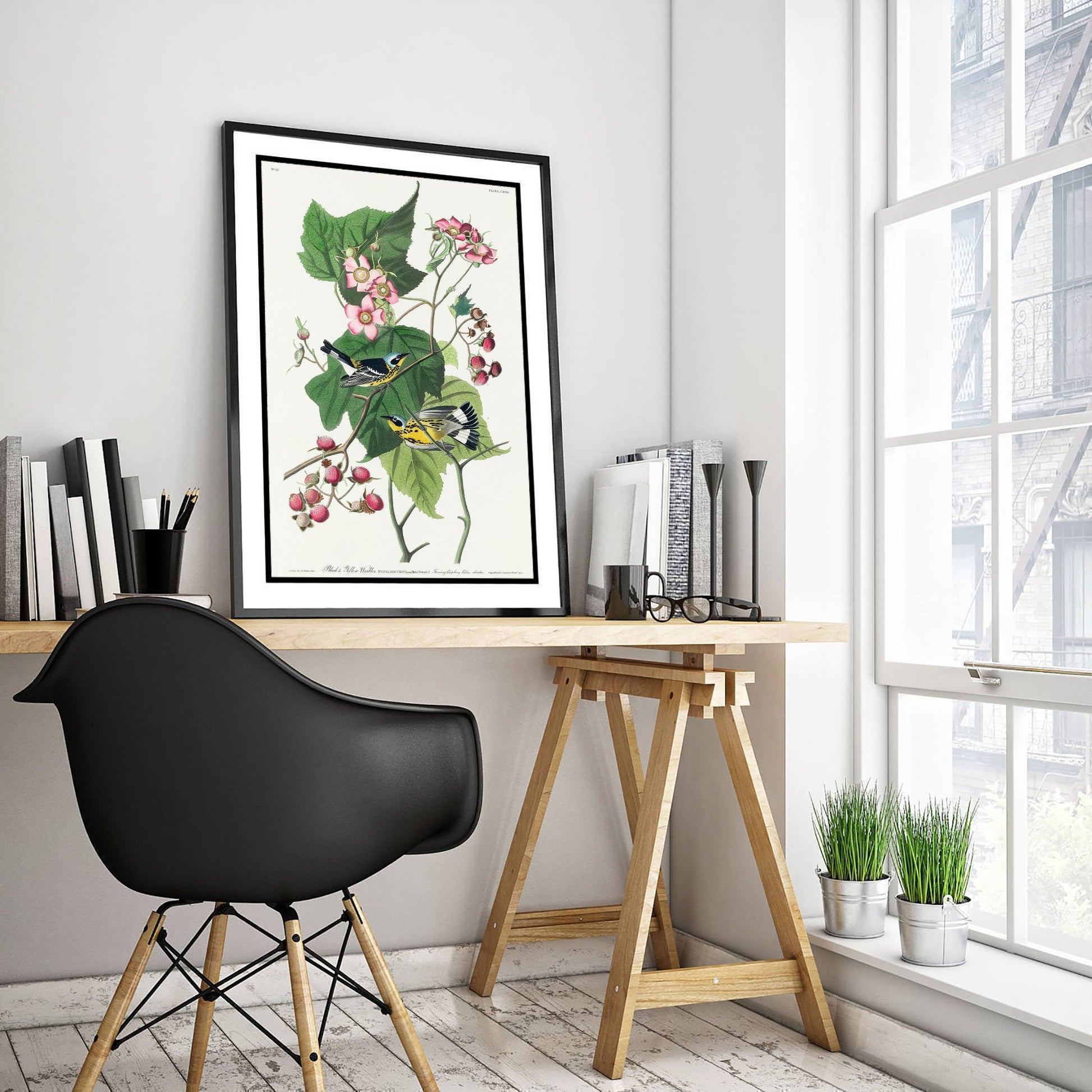 Magnolia Warbler Pair Art Print - John James Audubon Poster - Birds of America Vintage Illustration