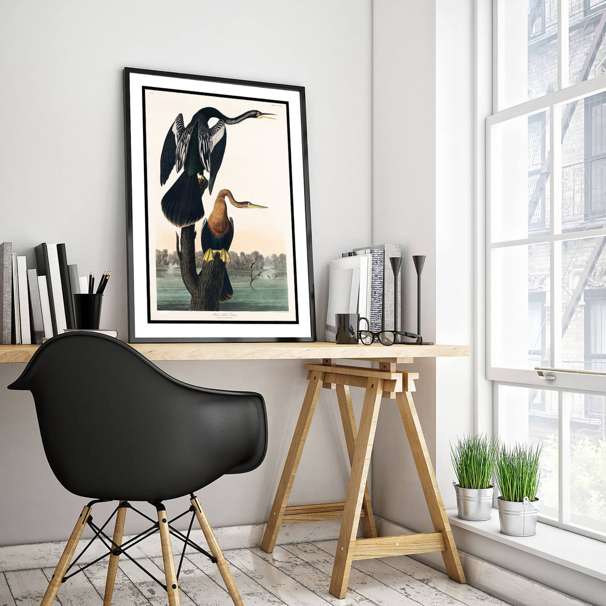 Anhinga Art Print - John James Audubon Poster - Birds of America Vintage Illustration